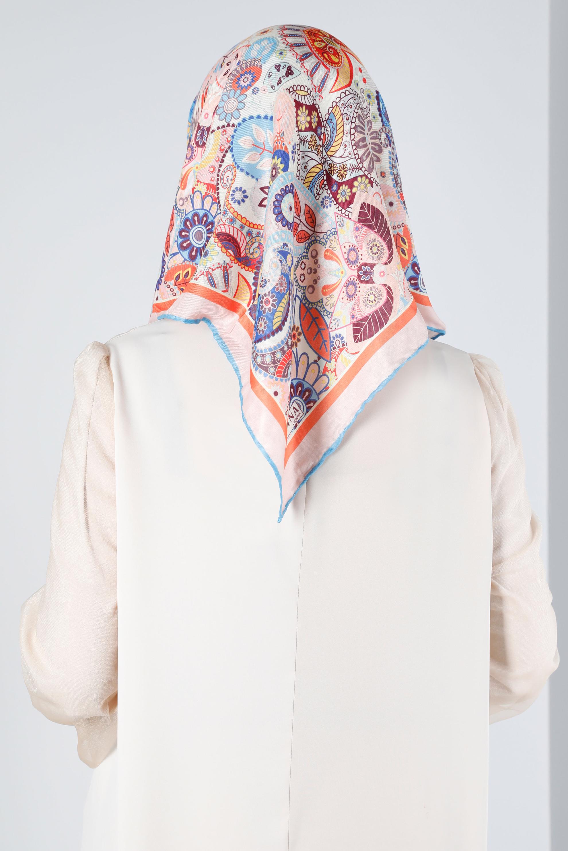 Tesettür giyim PUDRA ALVİNA DİJİTAL ORGANİK EŞARP 8135 