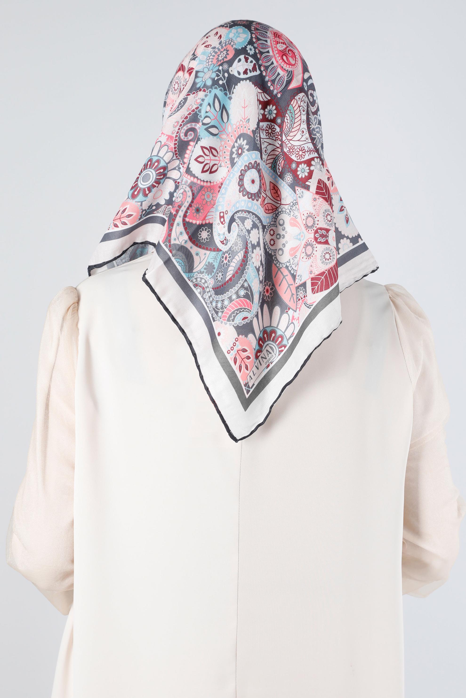 Tesettür giyim PUDRA ALVİNA DİJİTAL ORGANİK EŞARP 8135 