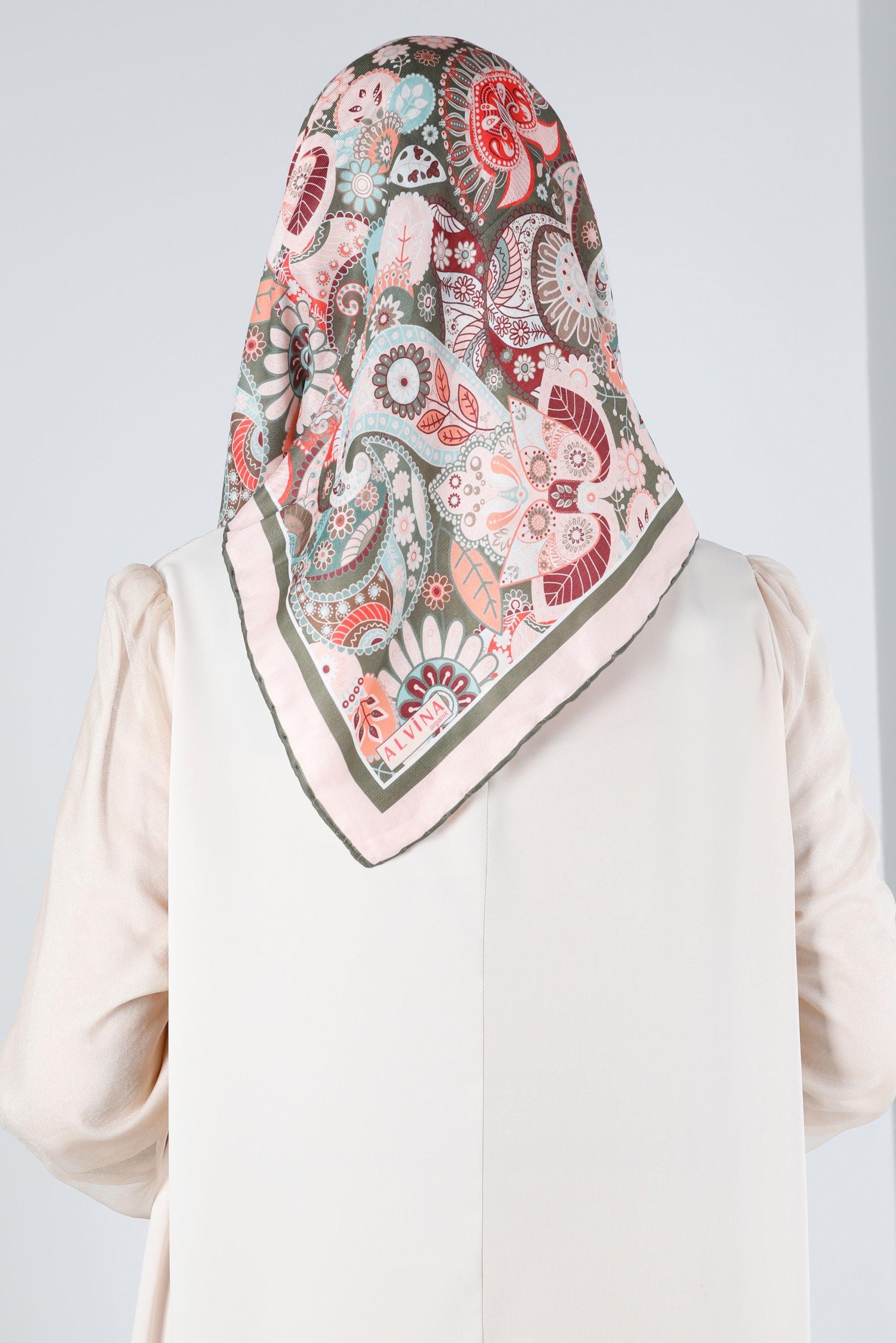 Tesettür giyim YEŞİL ALVİNA DİJİTAL ORGANİK EŞARP 8135 