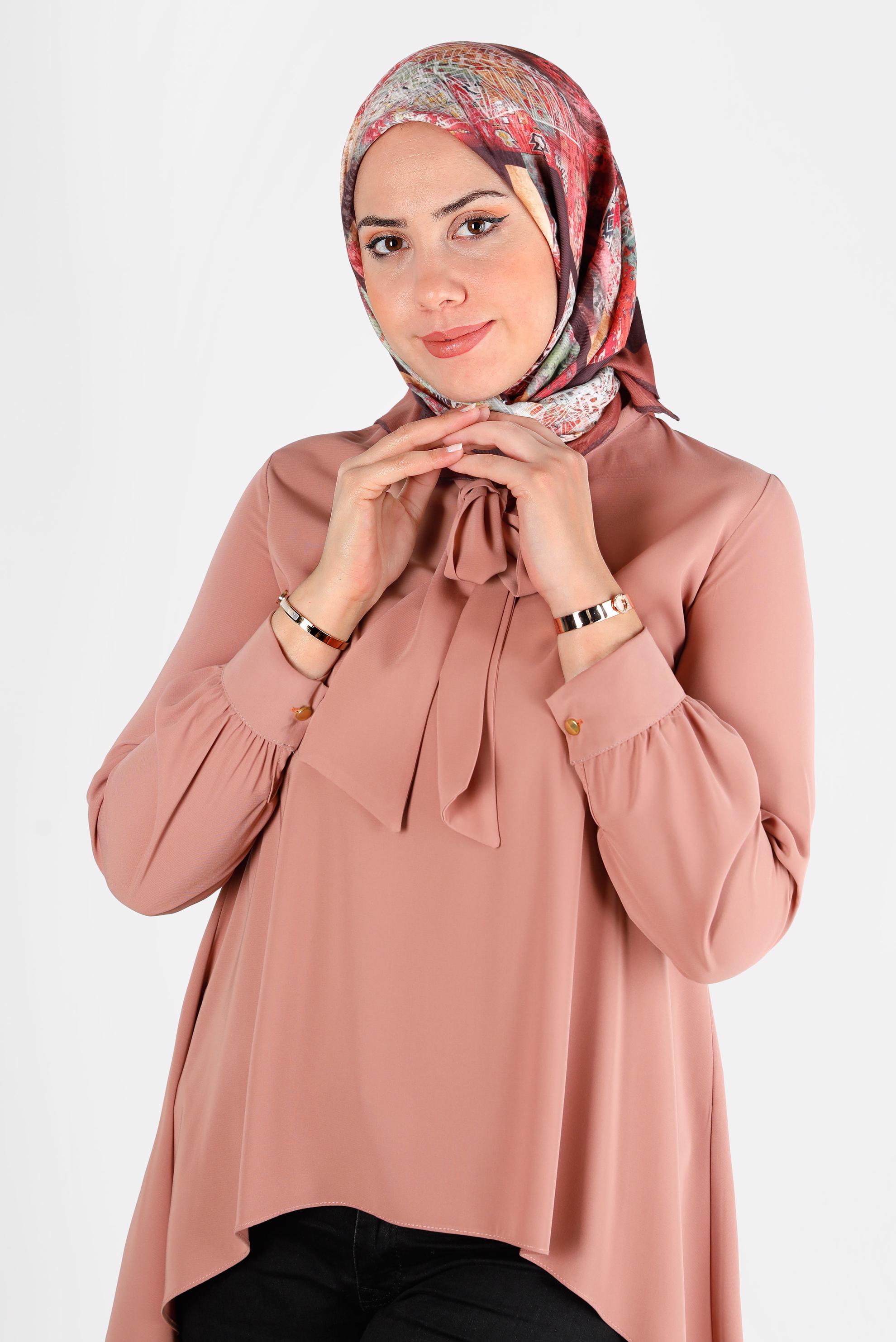 Tesettür giyim KAHVE ALVİNA DİJİTAL ORGANİK EŞARP 8136 