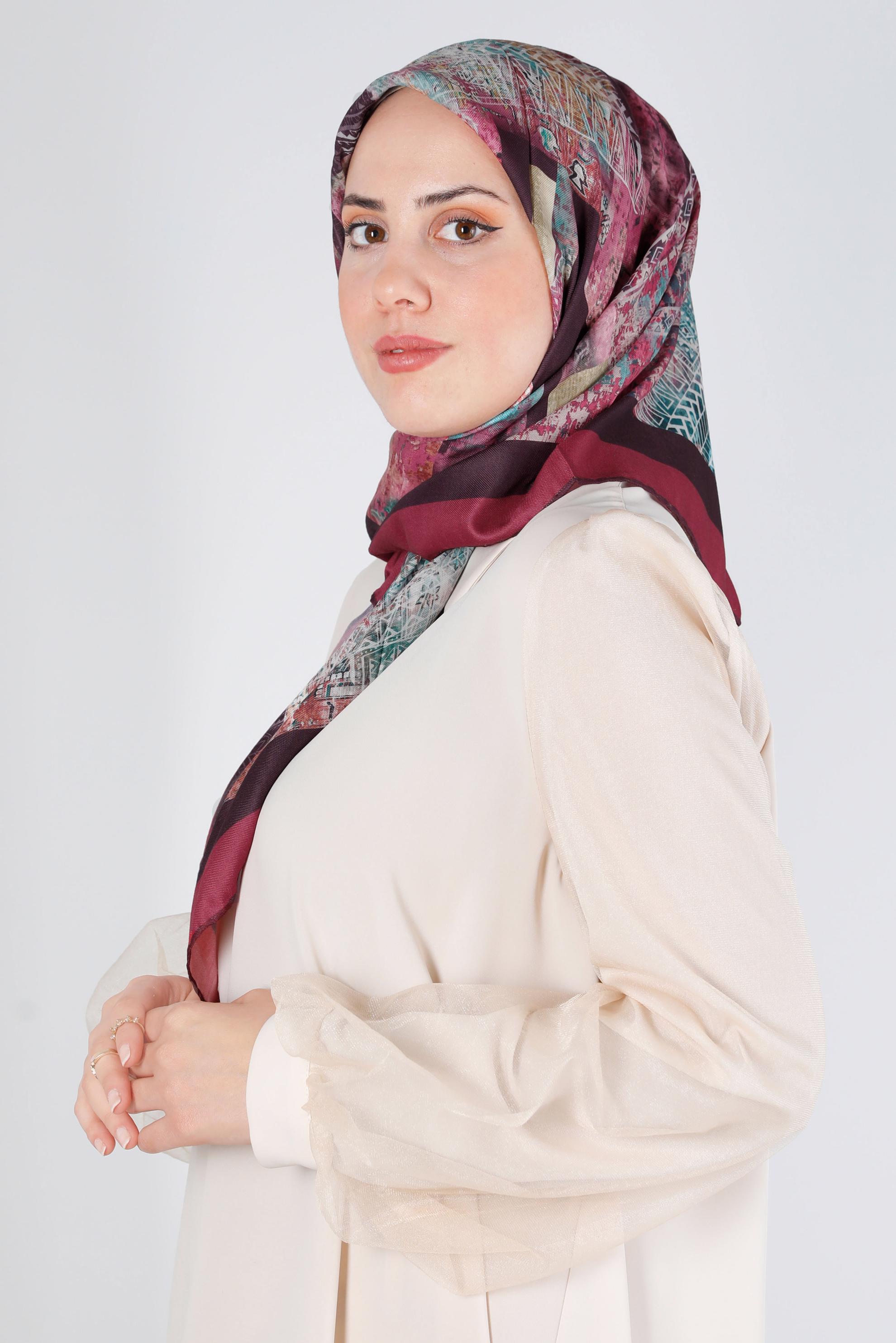 Tesettür giyim MÜRDÜM ALVİNA DİJİTAL ORGANİK EŞARP 8136 