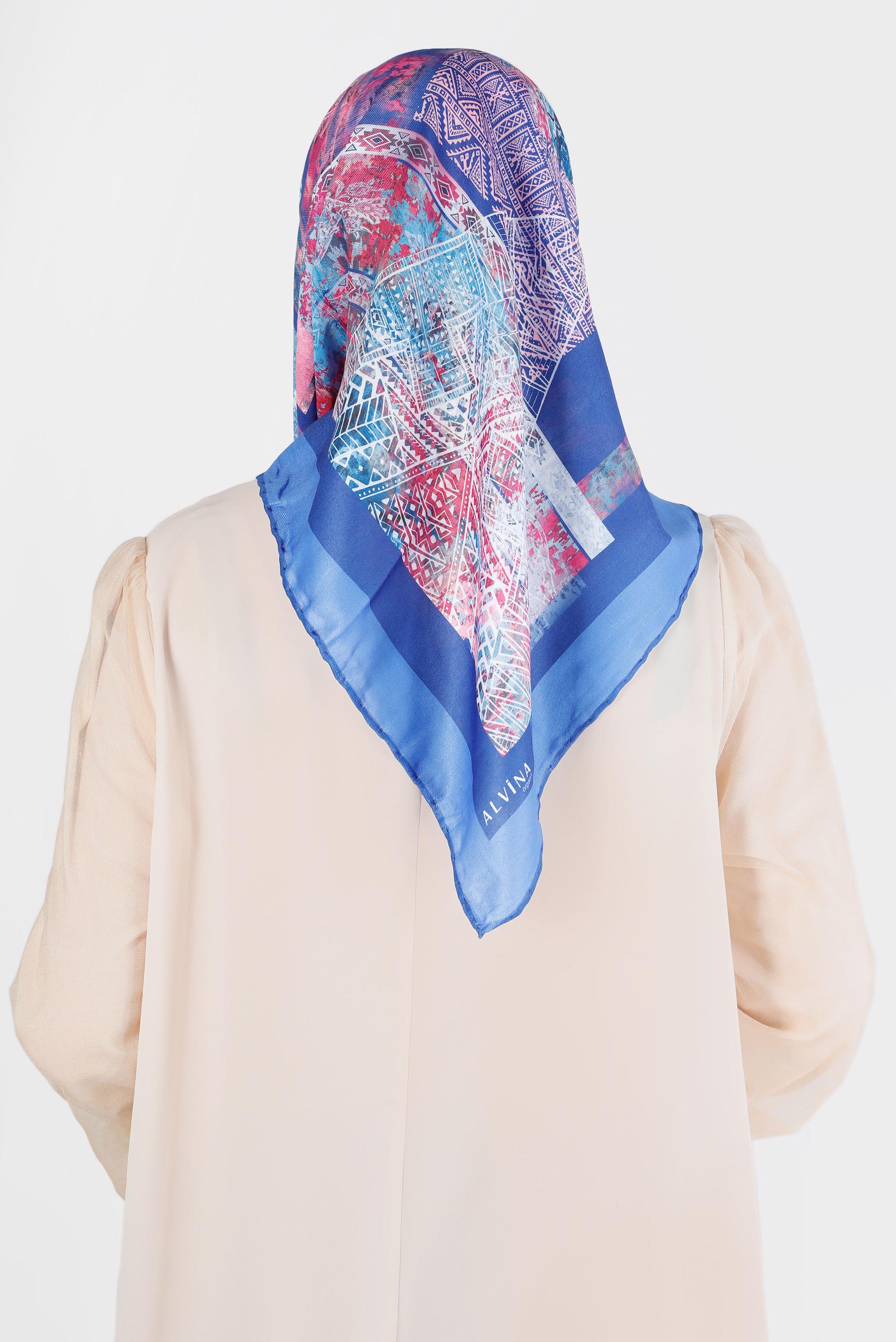 Tesettür giyim LACİVERT ALVİNA DİJİTAL ORGANİK EŞARP 8136 