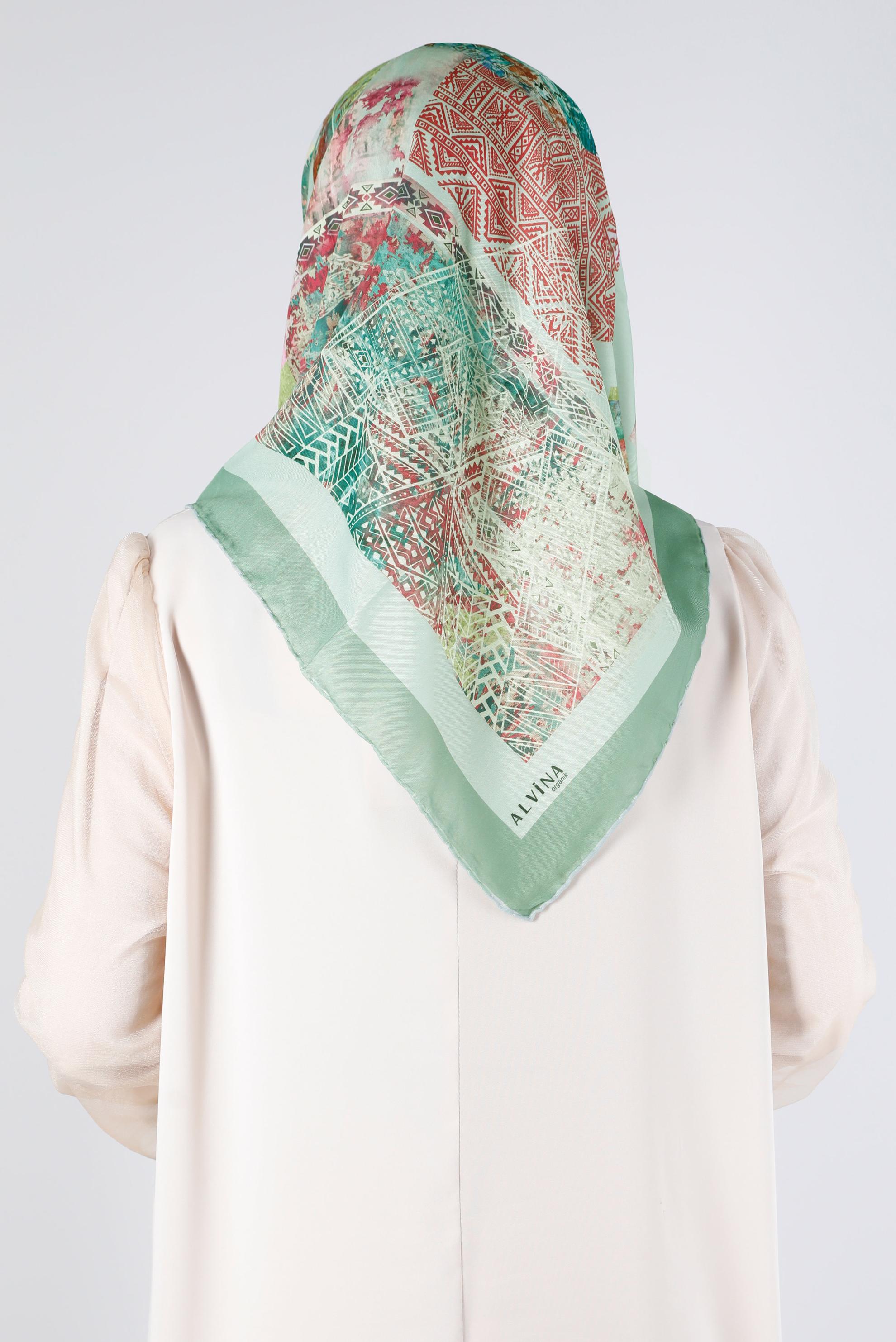 Tesettür giyim YEŞİL ALVİNA DİJİTAL ORGANİK EŞARP 8136 