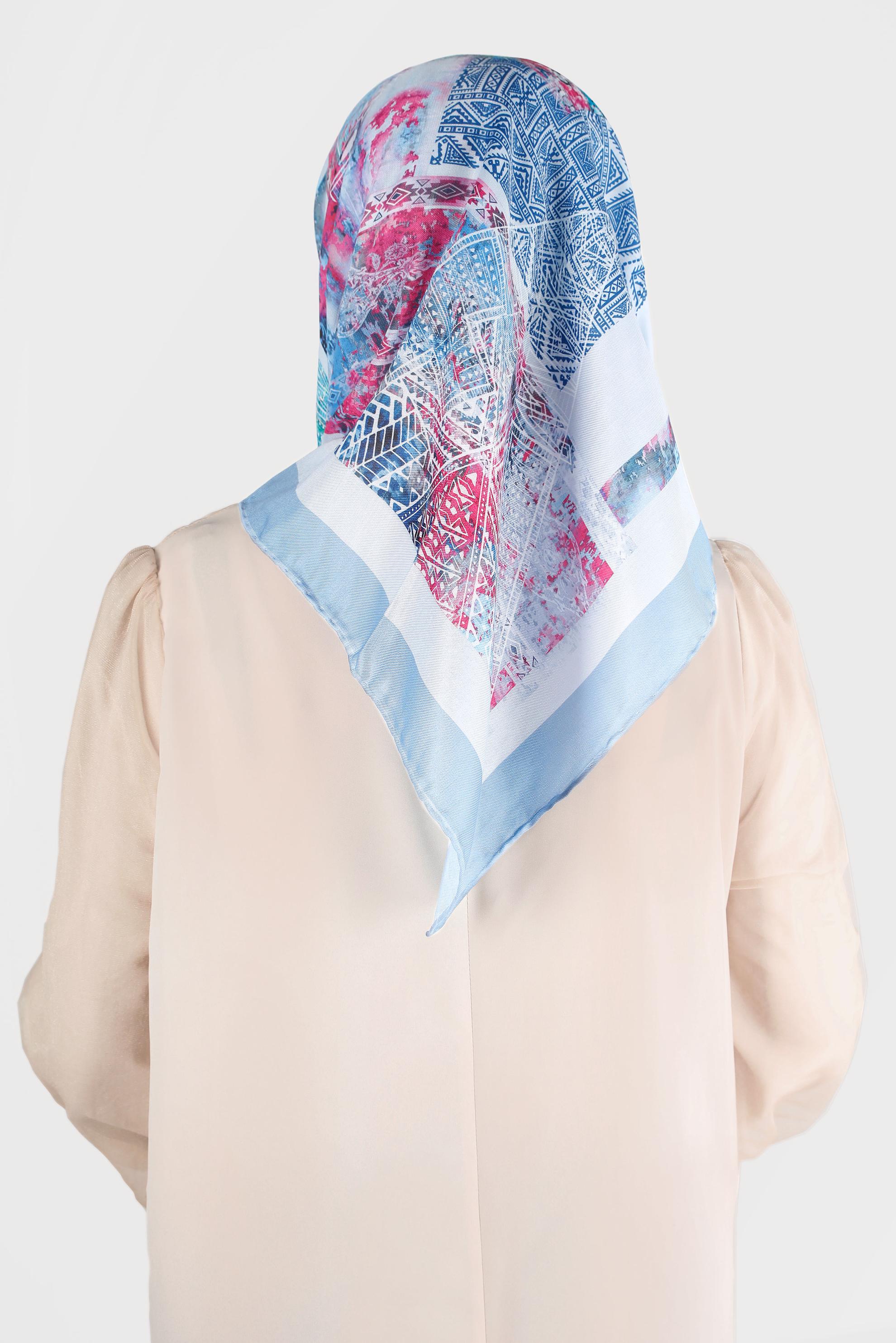 Tesettür giyim MAVİ ALVİNA DİJİTAL ORGANİK EŞARP 8136 