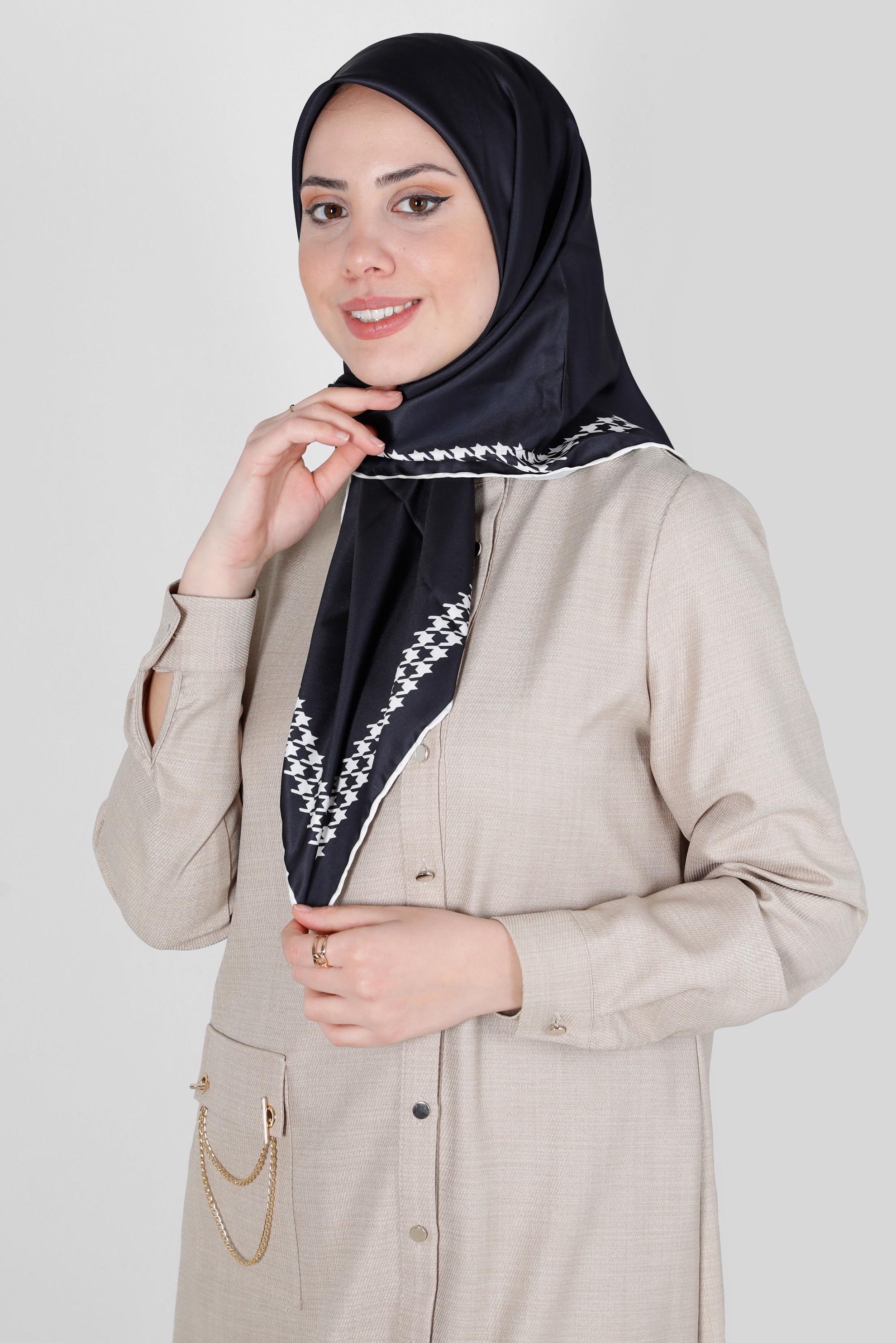 Tesettür giyim SİYAH ALVİNA DİJİTAL DÜZ EŞARP 8137