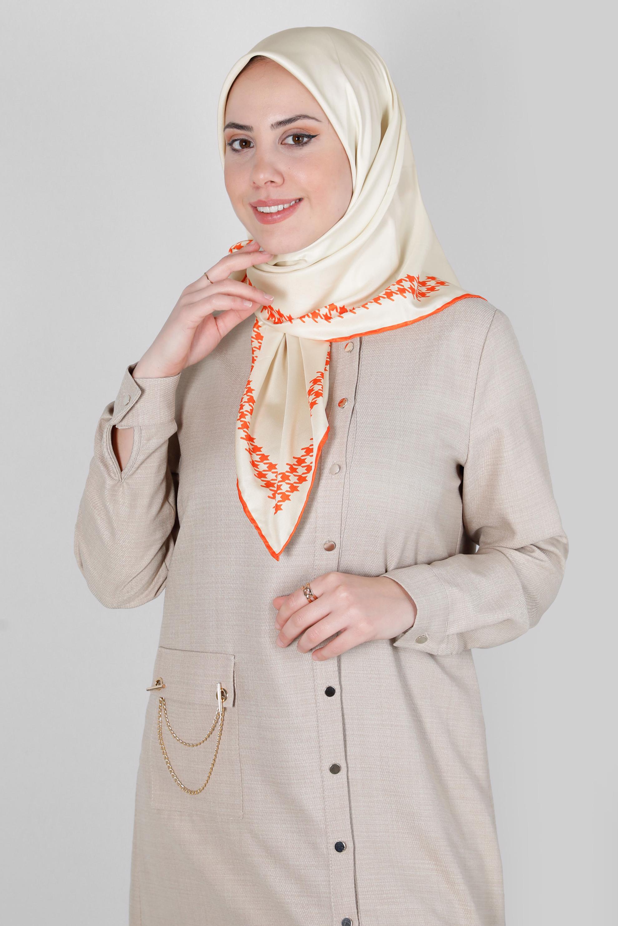 Tesettür giyim TURUNCU ALVİNA DİJİTAL DÜZ EŞARP 8137