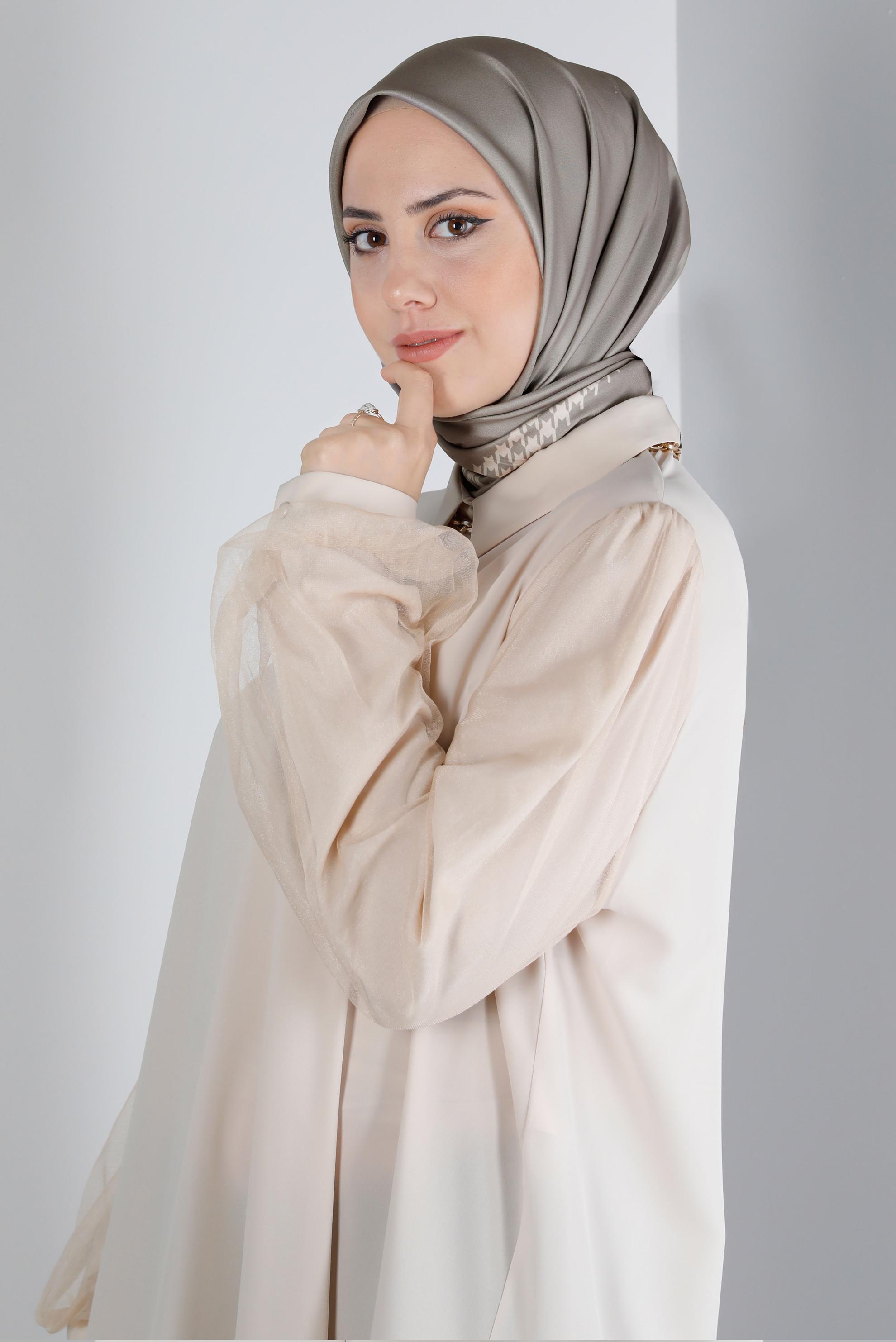 Tesettür giyim VİZON ALVİNA DİJİTAL DÜZ EŞARP 8137