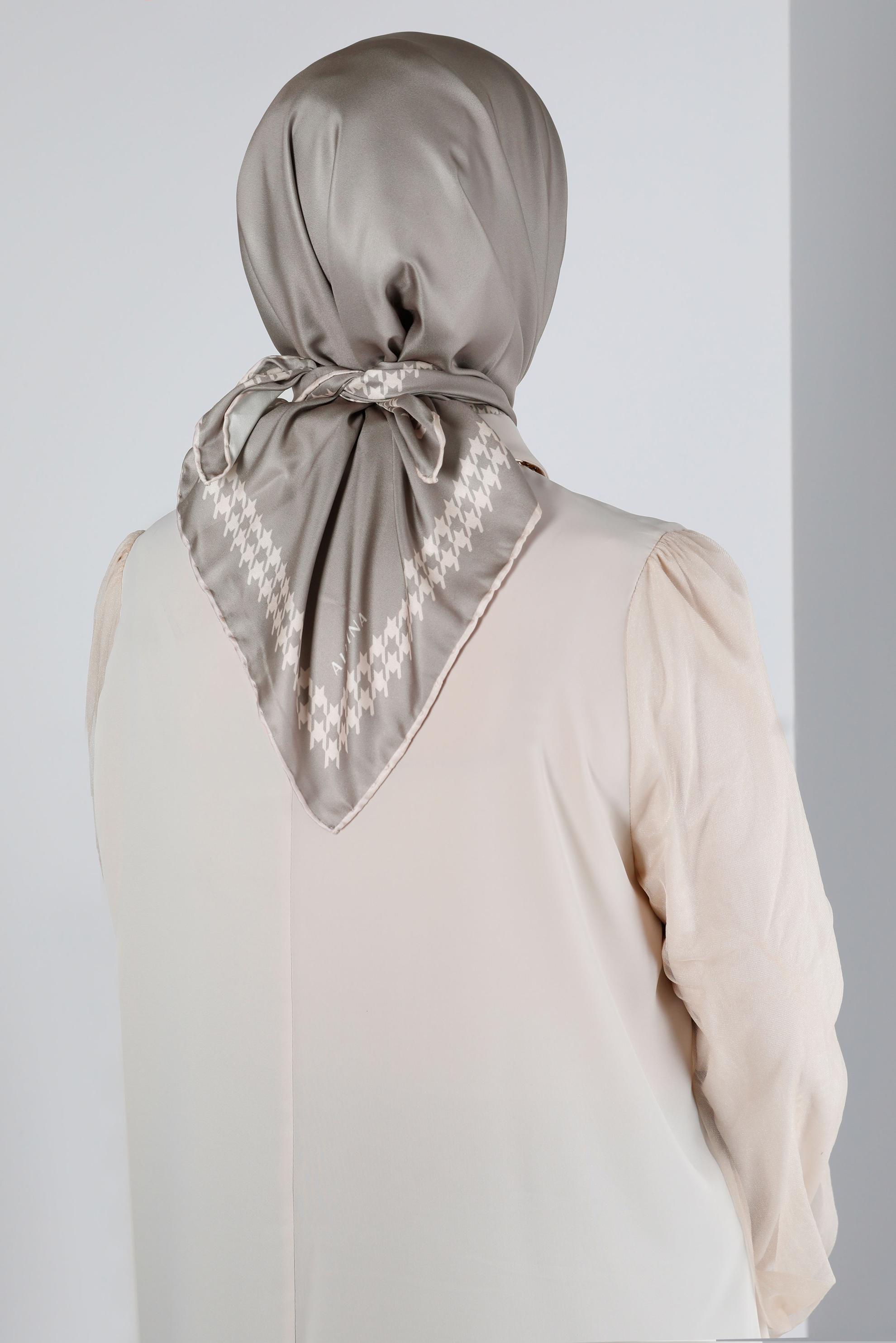 Tesettür giyim VİZON ALVİNA DİJİTAL DÜZ EŞARP 8137