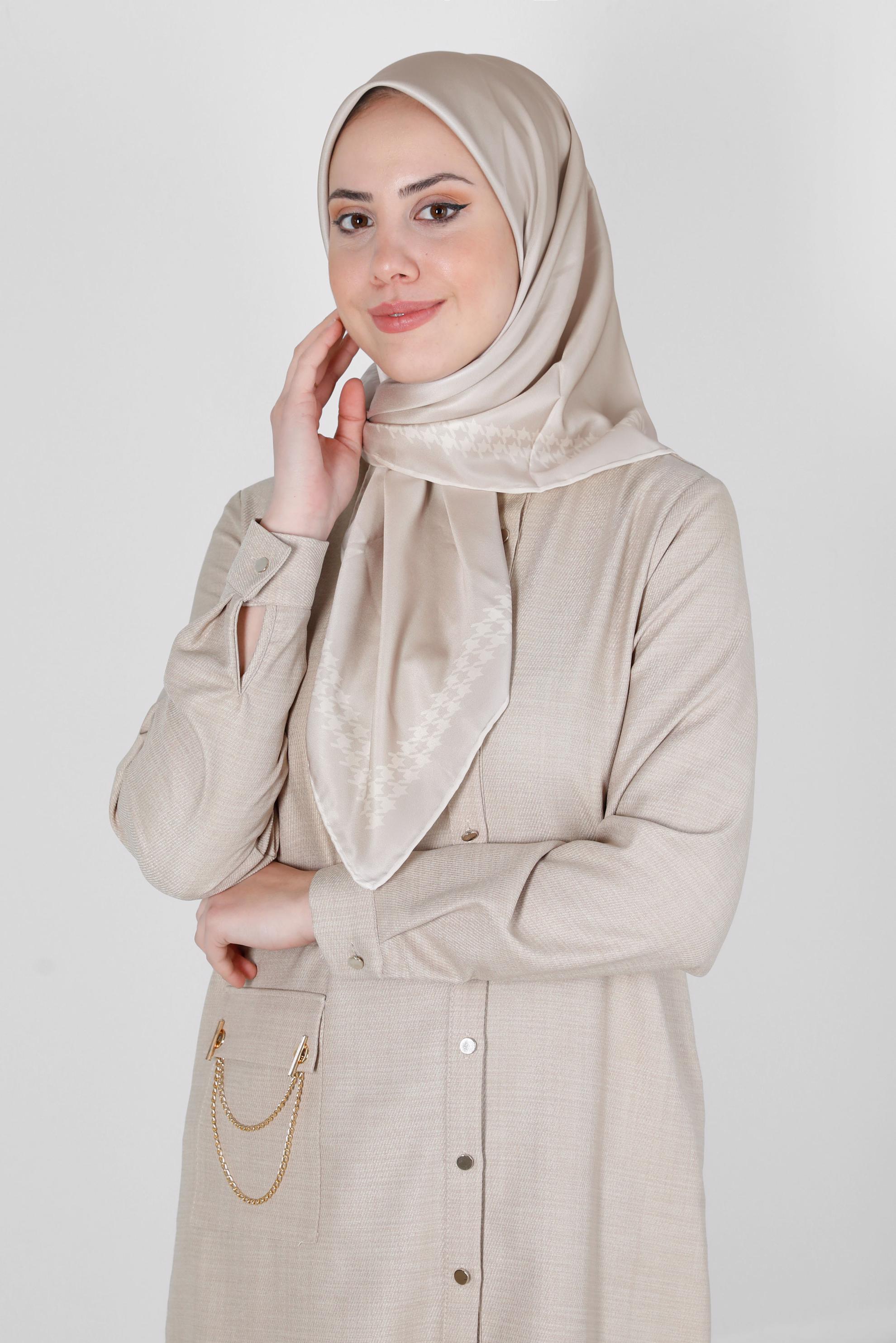 Tesettür giyim BEJ ALVİNA DİJİTAL DÜZ EŞARP 8137