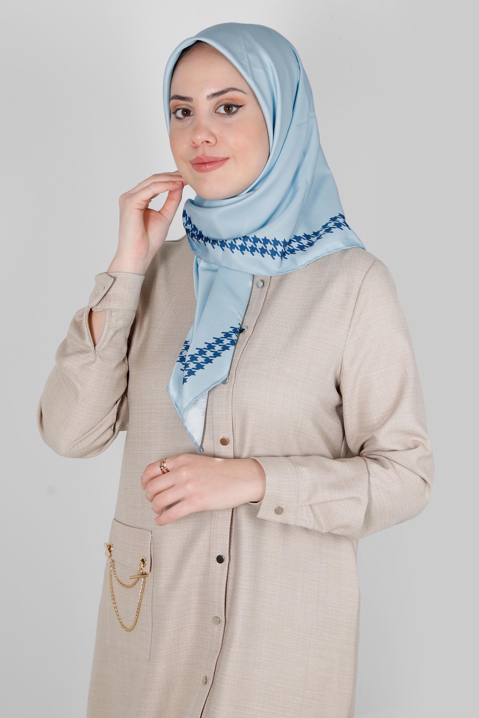 Tesettür giyim MAVİ ALVİNA DİJİTAL DÜZ EŞARP 8137