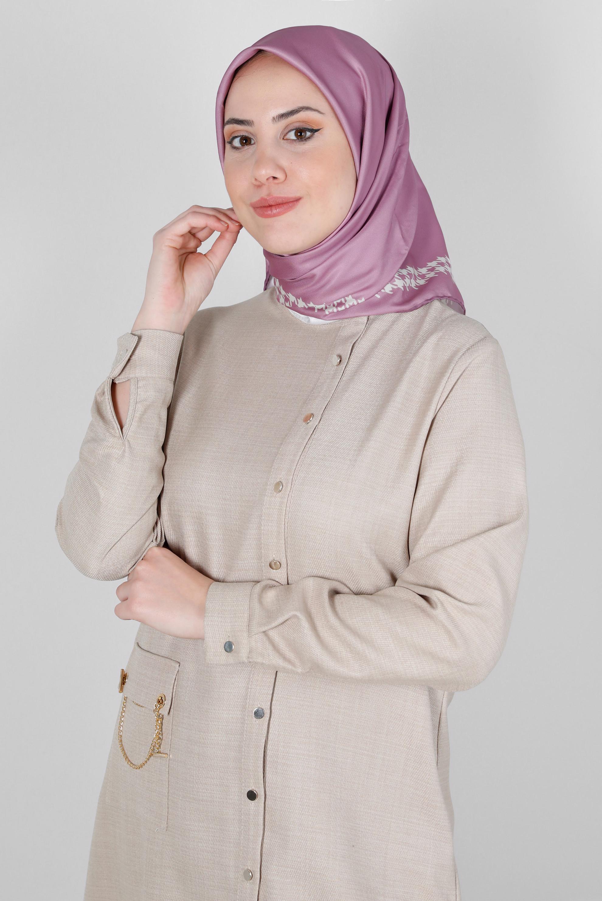 Tesettür giyim PUDRA ALVİNA DİJİTAL DÜZ EŞARP 8137