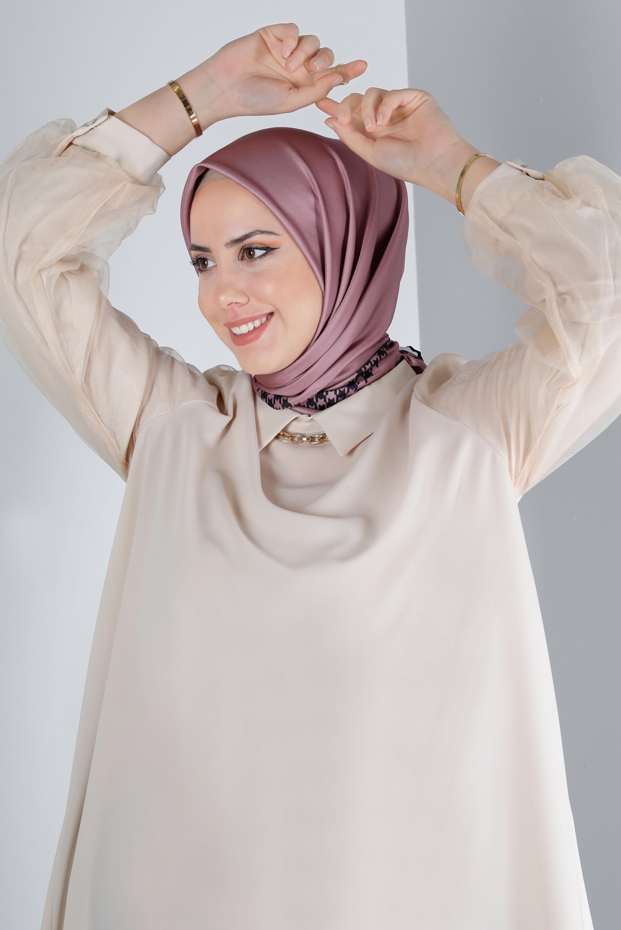 Tesettür giyim PEMBE ALVİNA DİJİTAL DÜZ EŞARP 8137