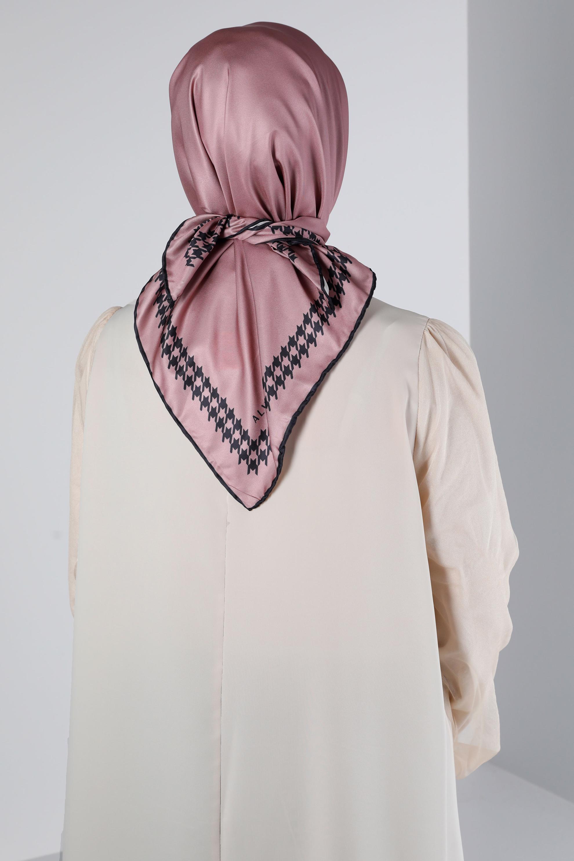 Tesettür giyim PEMBE ALVİNA DİJİTAL DÜZ EŞARP 8137