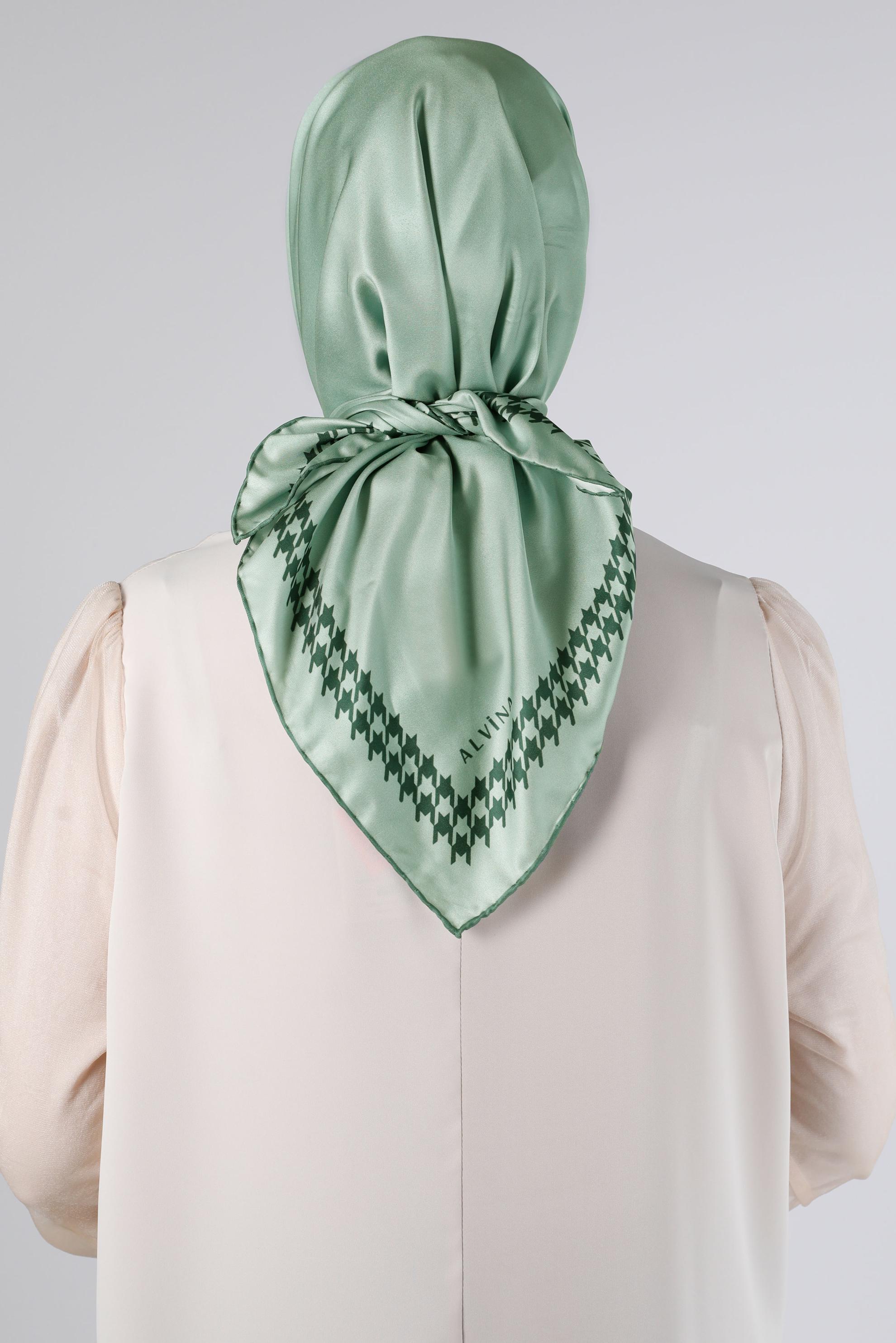 Tesettür giyim YEŞİL ALVİNA DİJİTAL DÜZ EŞARP 8137