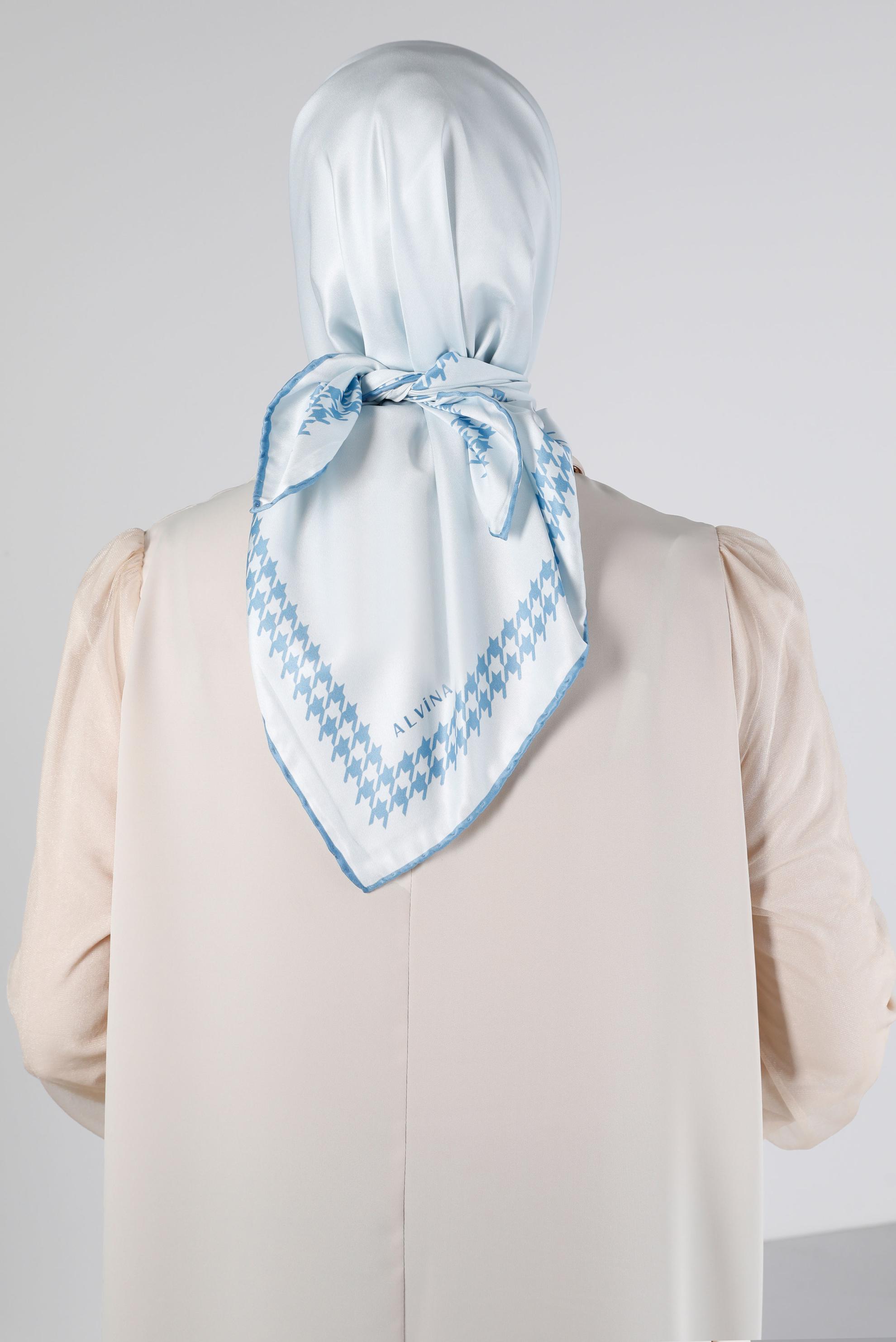 Tesettür giyim MAVİ ALVİNA DİJİTAL DÜZ EŞARP 8137