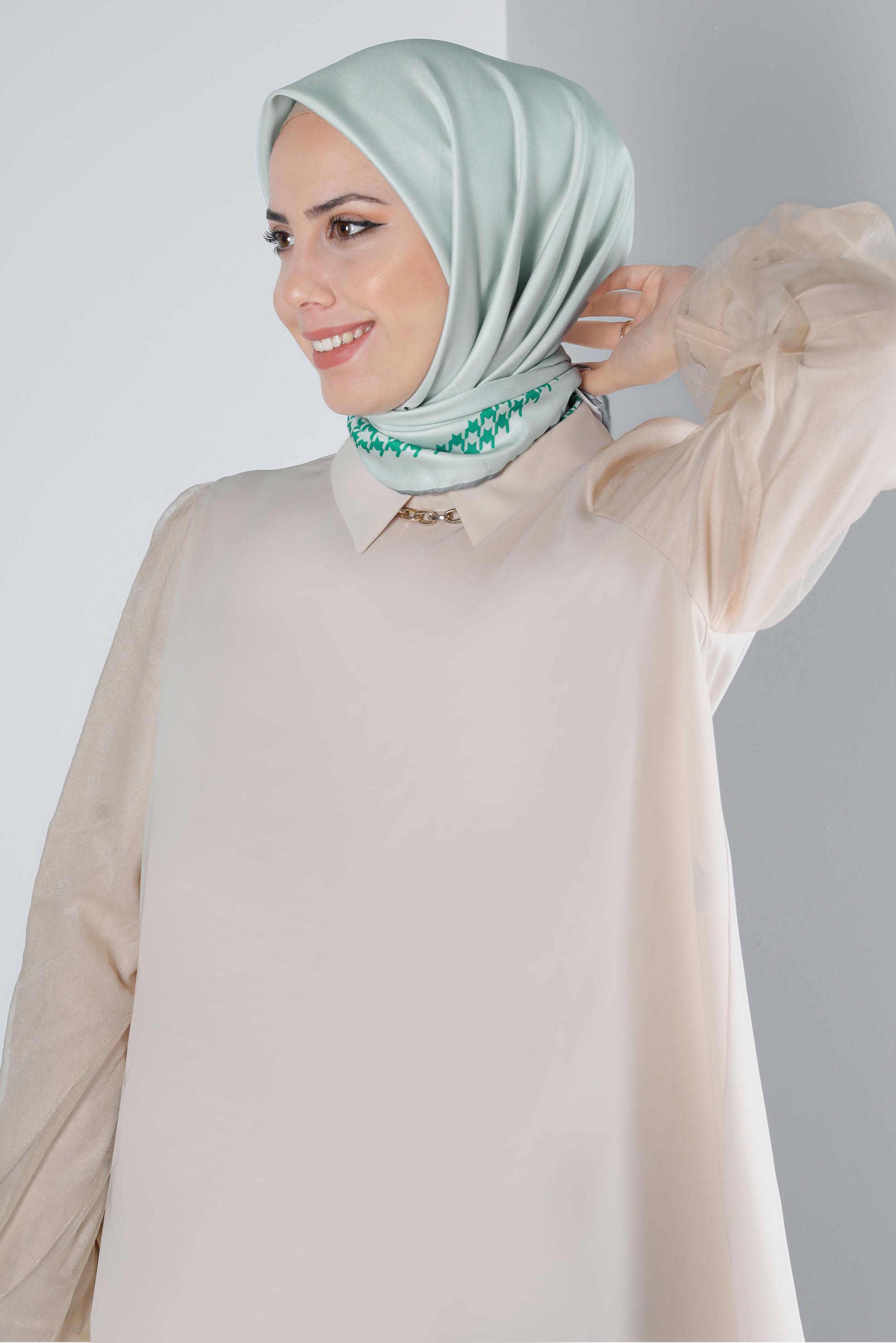 Tesettür giyim BEJ ALVİNA DİJİTAL DÜZ EŞARP 8137