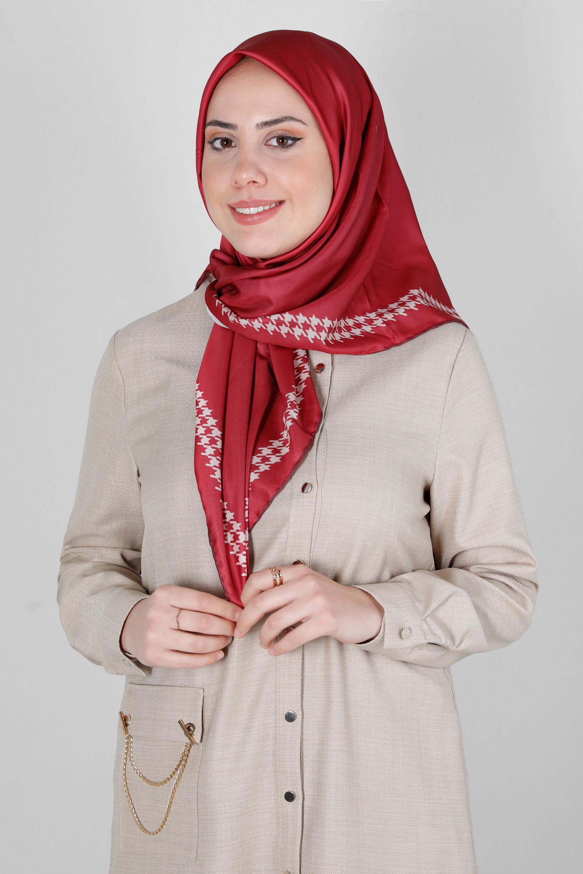 Tesettür giyim BORDO ALVİNA DİJİTAL DÜZ EŞARP 8137