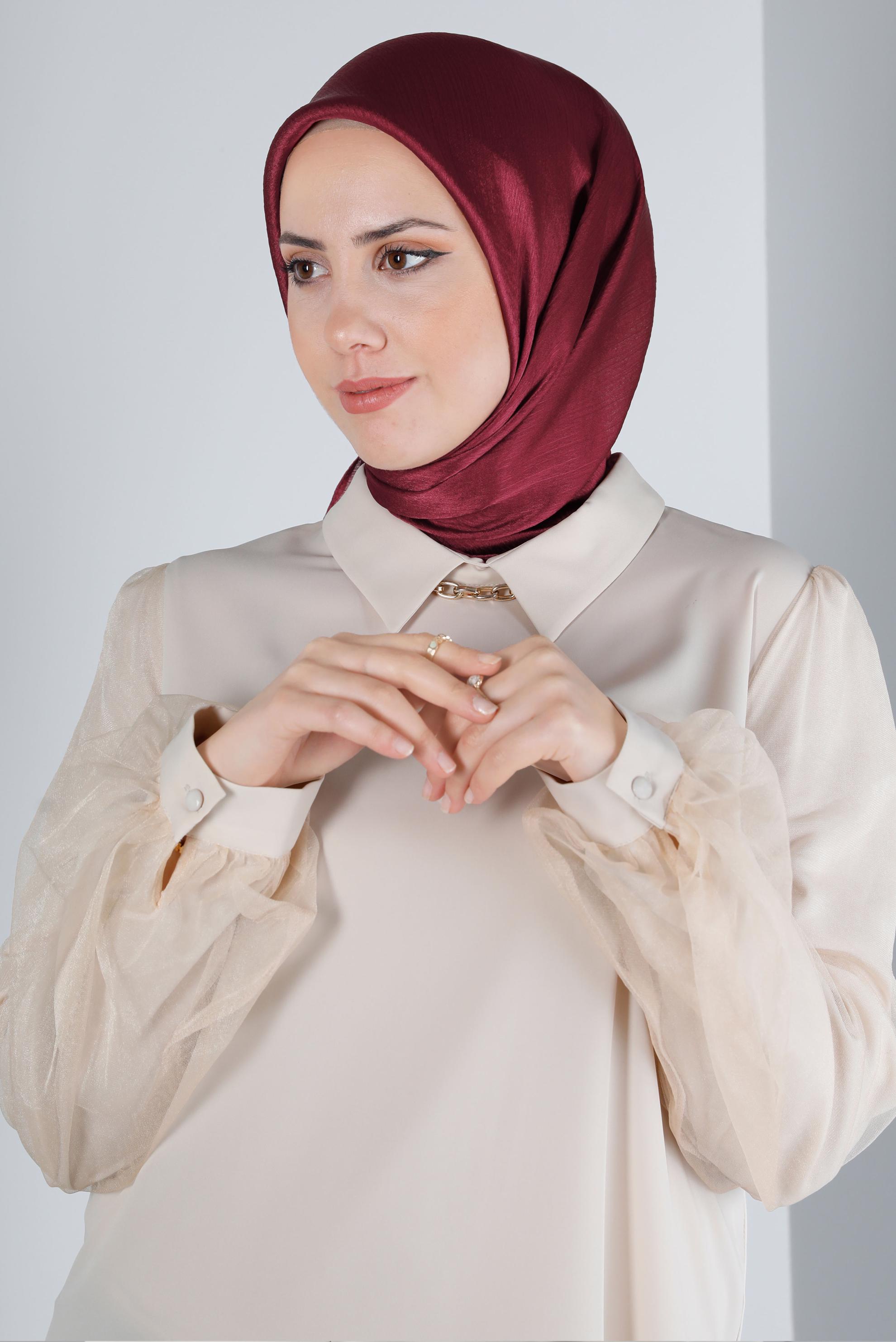 Tesettür giyim BORDO ALVİNA JANJANLI EŞARP 8140 