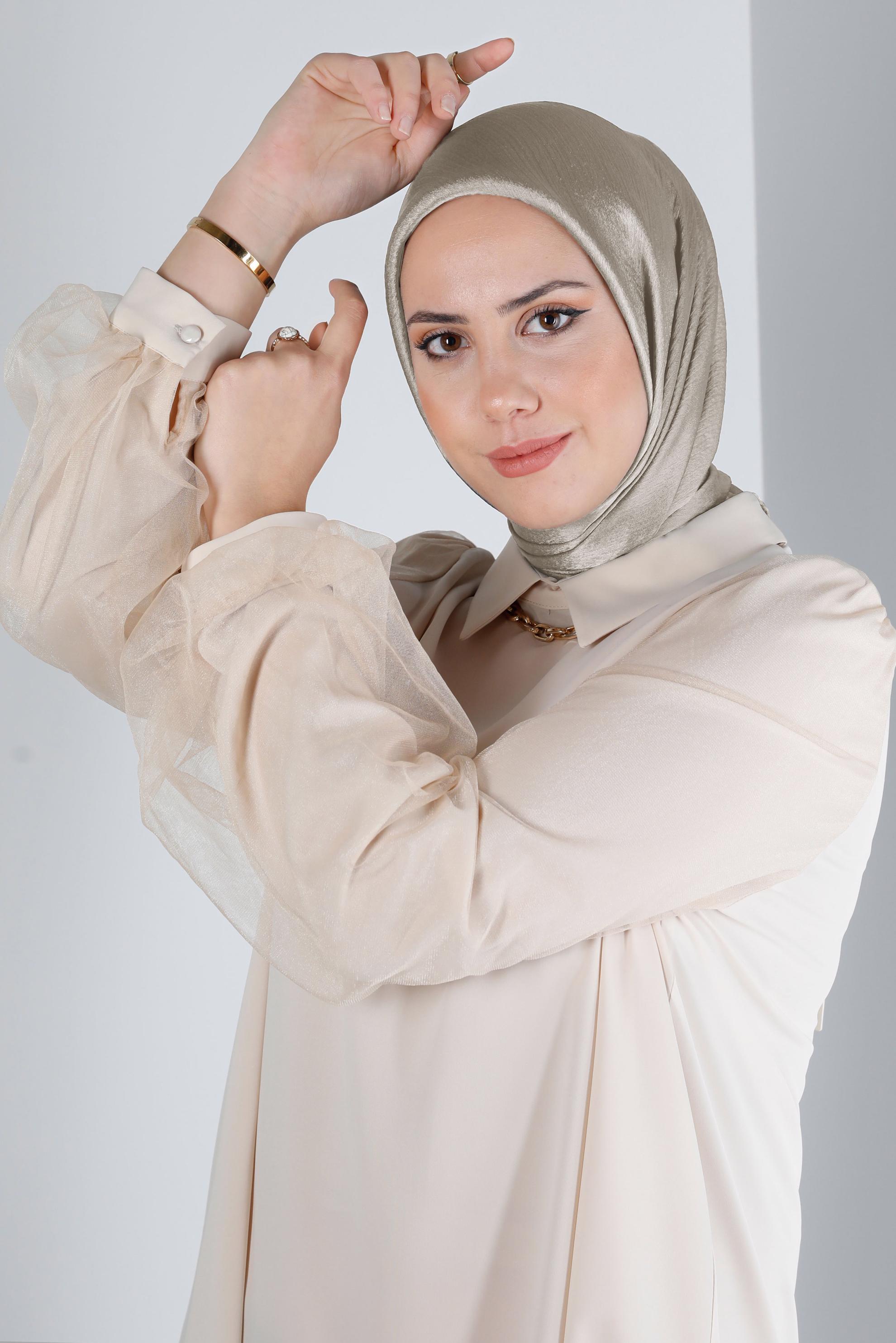 Tesettür giyim PUDRA ALVİNA JANJANLI EŞARP 8140 