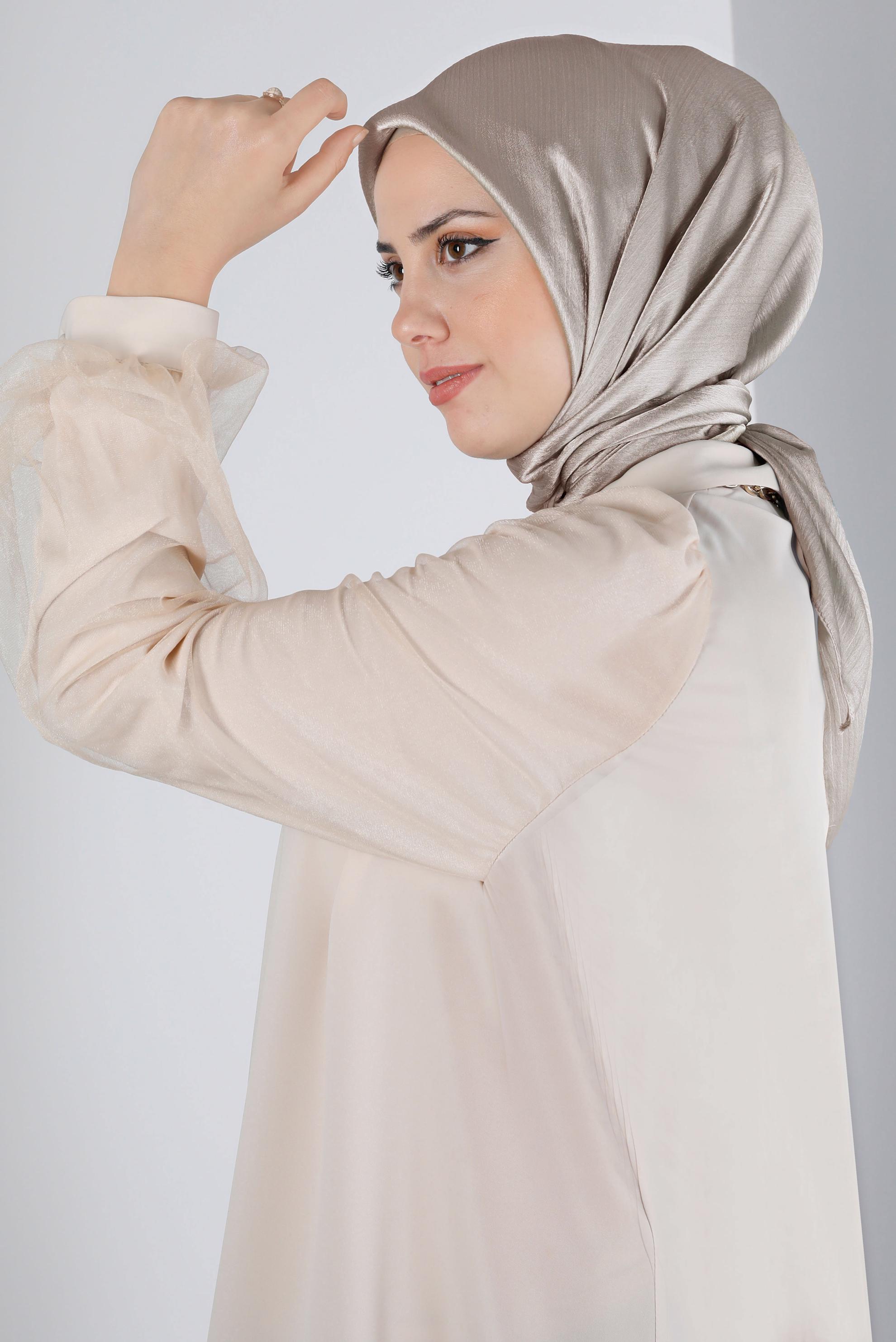 Tesettür giyim VİZON ALVİNA JANJANLI EŞARP 8140 