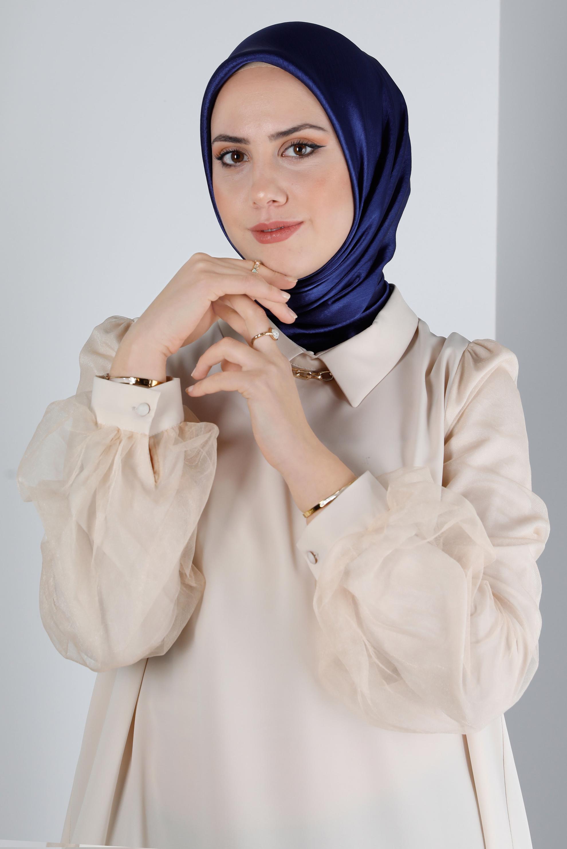 Tesettür giyim LACİVERT ALVİNA JANJANLI EŞARP 8140 