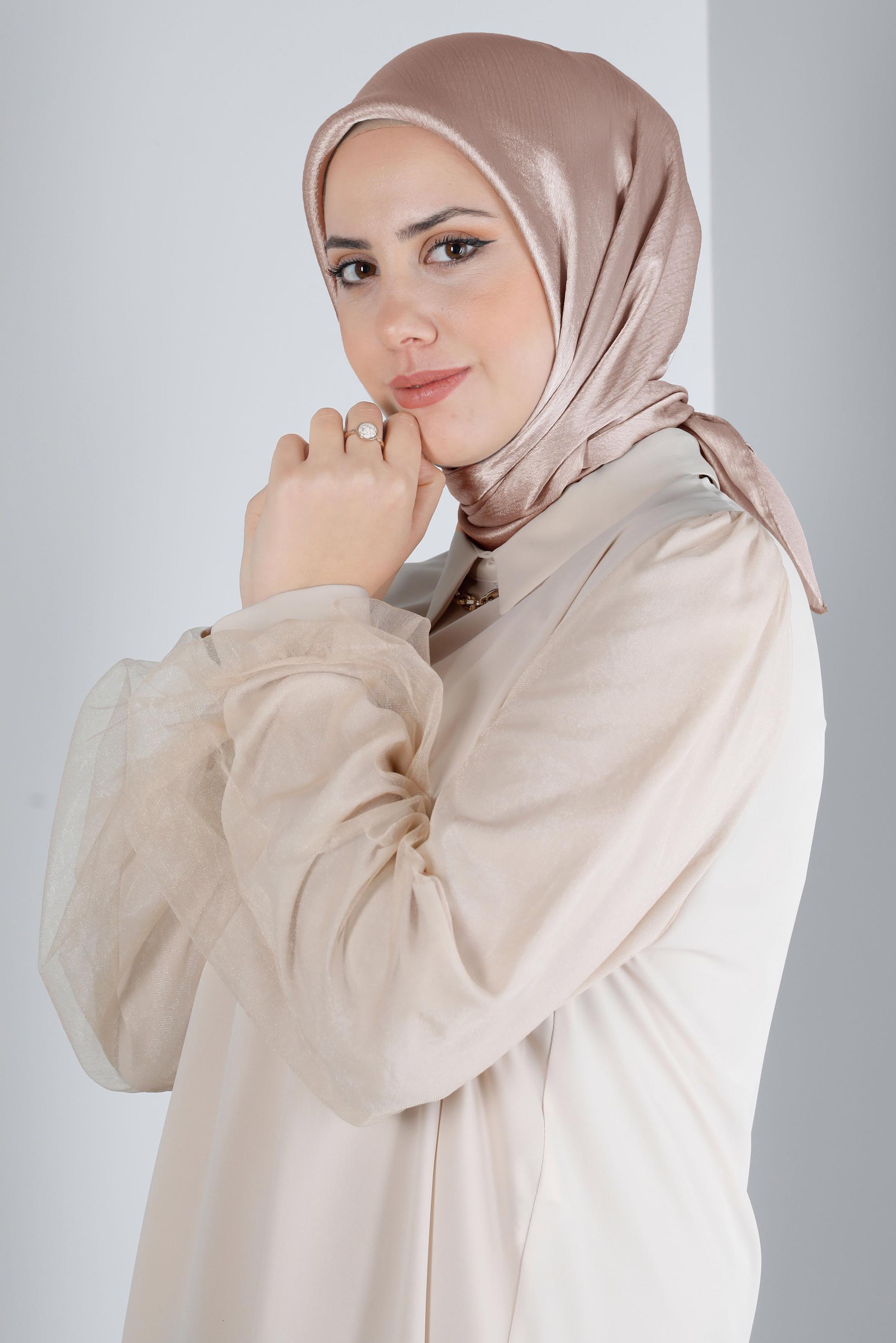 Tesettür giyim PUDRA ALVİNA JANJANLI EŞARP 8140 