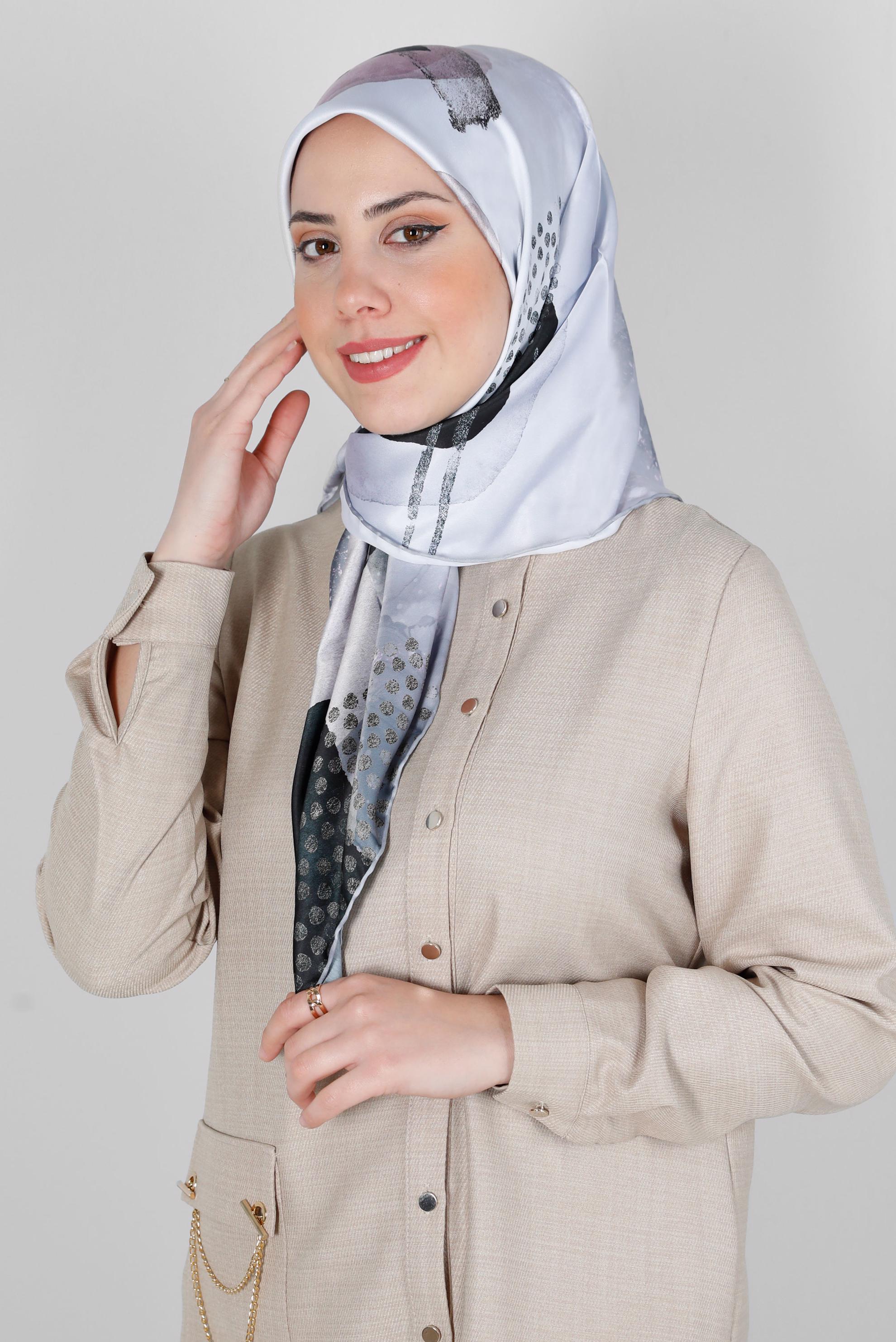 Tesettür giyim GRİ ALVİNA DİJİTAL SURA EŞARP 11102 