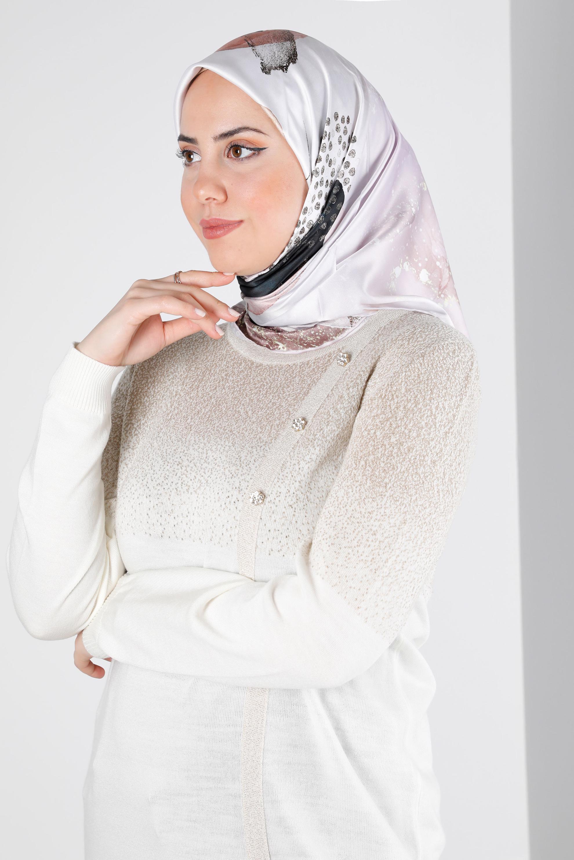 Tesettür giyim PUDRA ALVİNA DİJİTAL SURA EŞARP 11102 