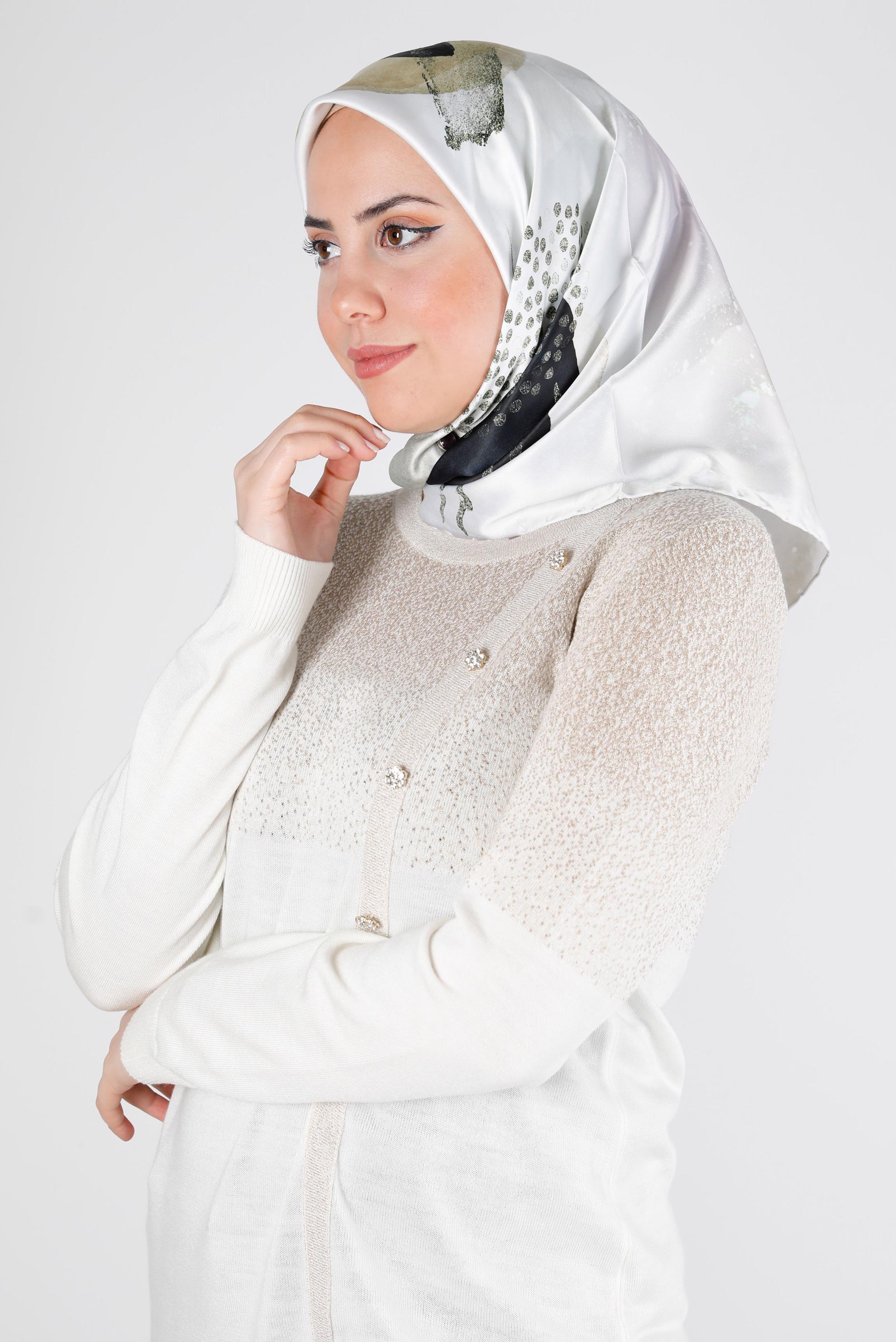 Tesettür giyim BEJ ALVİNA DİJİTAL SURA EŞARP 11102 