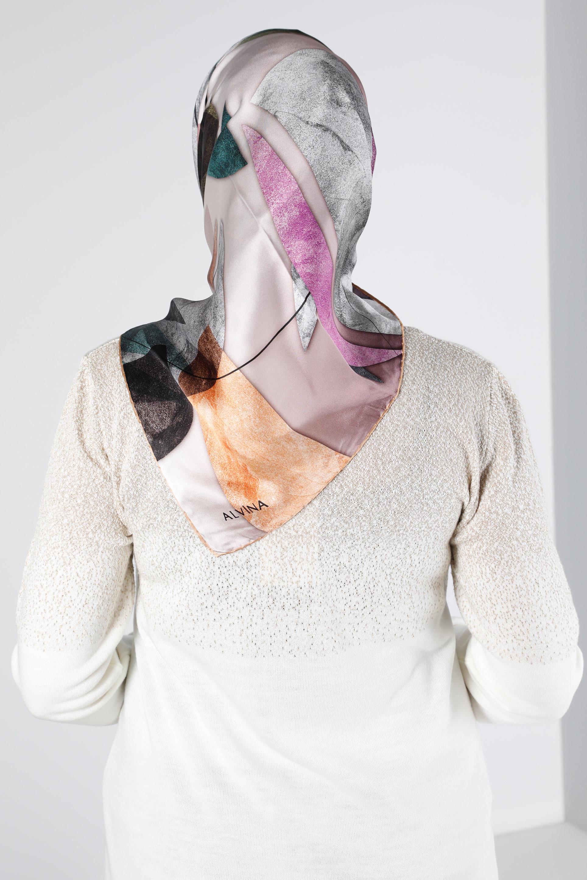 Tesettür giyim BEJ ALVİNA SURA İPEK EŞARP 11103