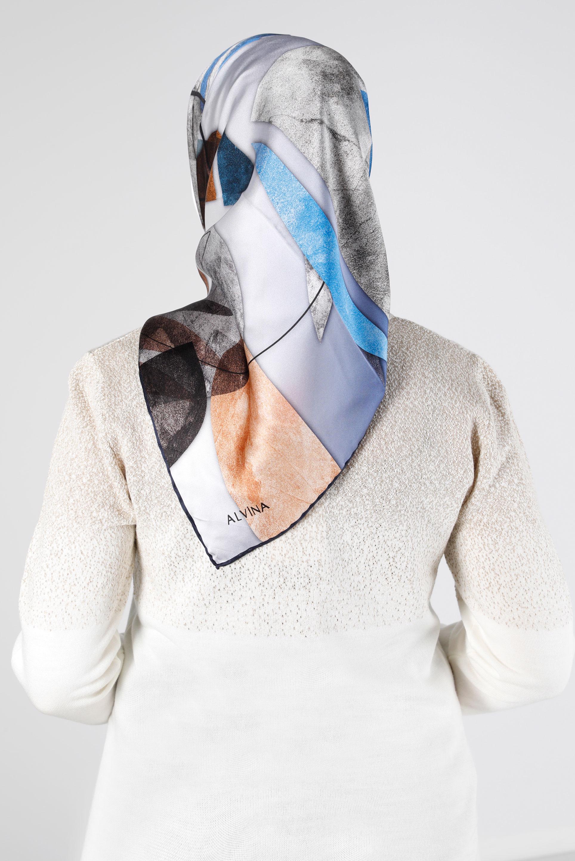 Tesettür giyim LACİVERT ALVİNA SURA İPEK EŞARP 11103