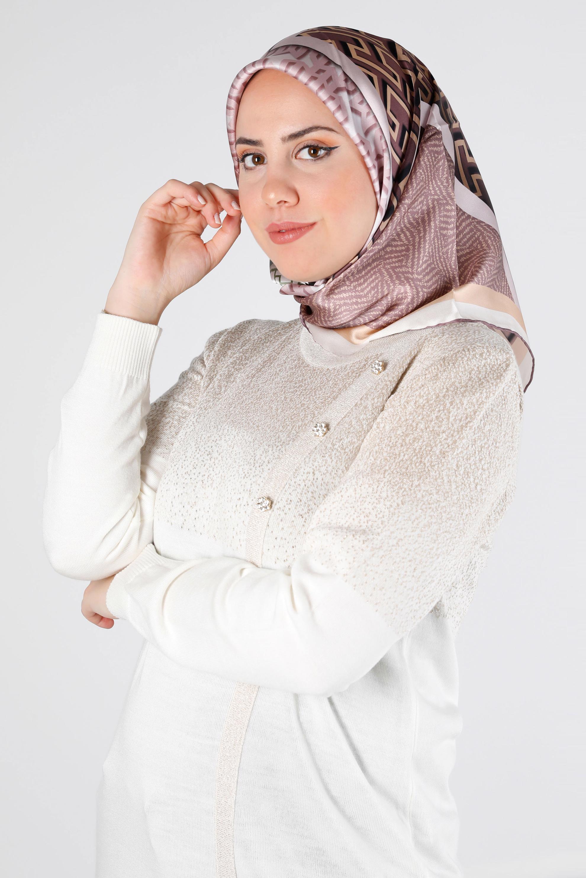 Tesettür giyim MOR ALVİNA SURA İPEK EŞARP 24439 