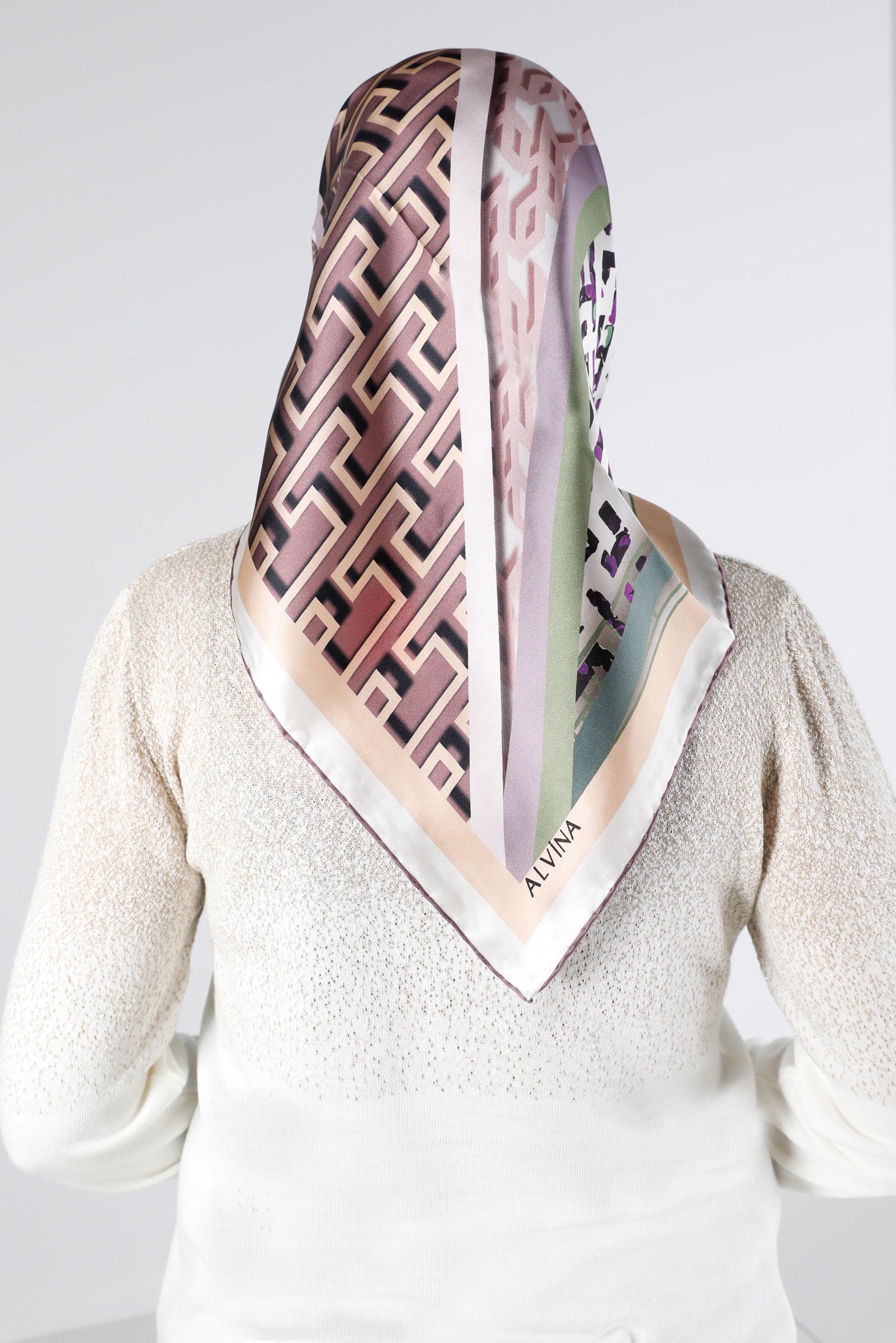 Tesettür giyim MOR ALVİNA SURA İPEK EŞARP 24439 