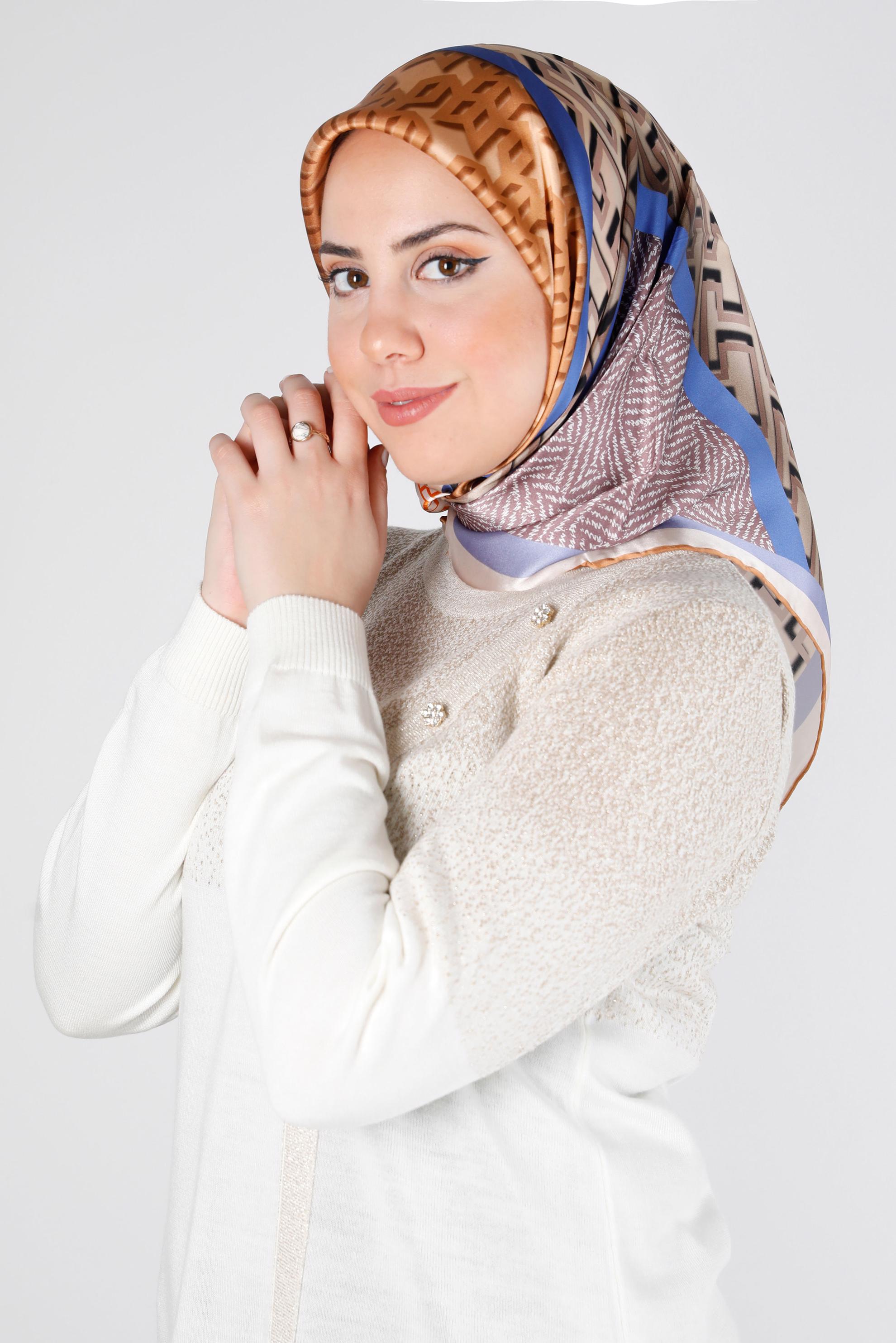 Tesettür giyim TABA ALVİNA SURA İPEK EŞARP 24439 