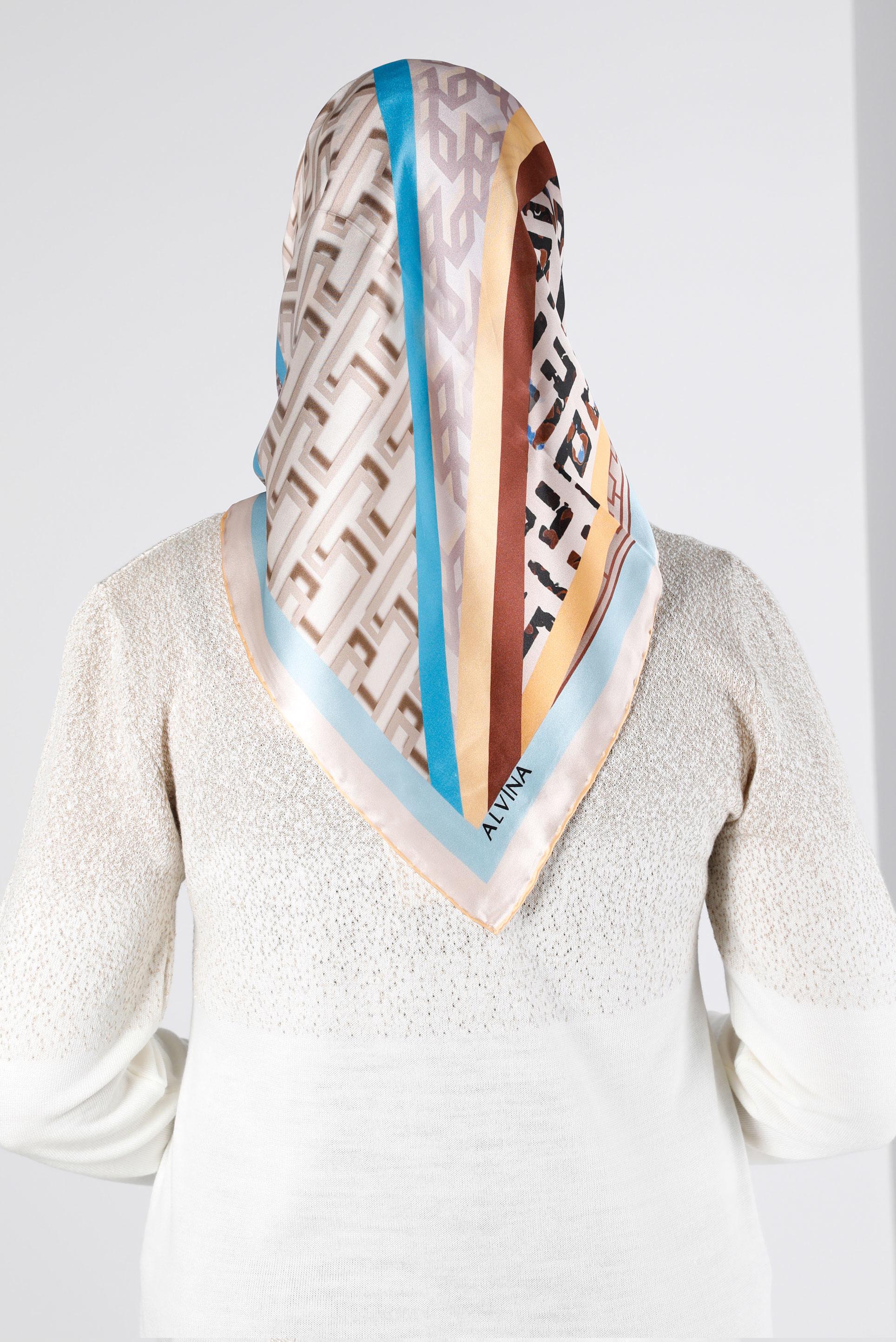 Tesettür giyim VİZON ALVİNA SURA İPEK EŞARP 24439 