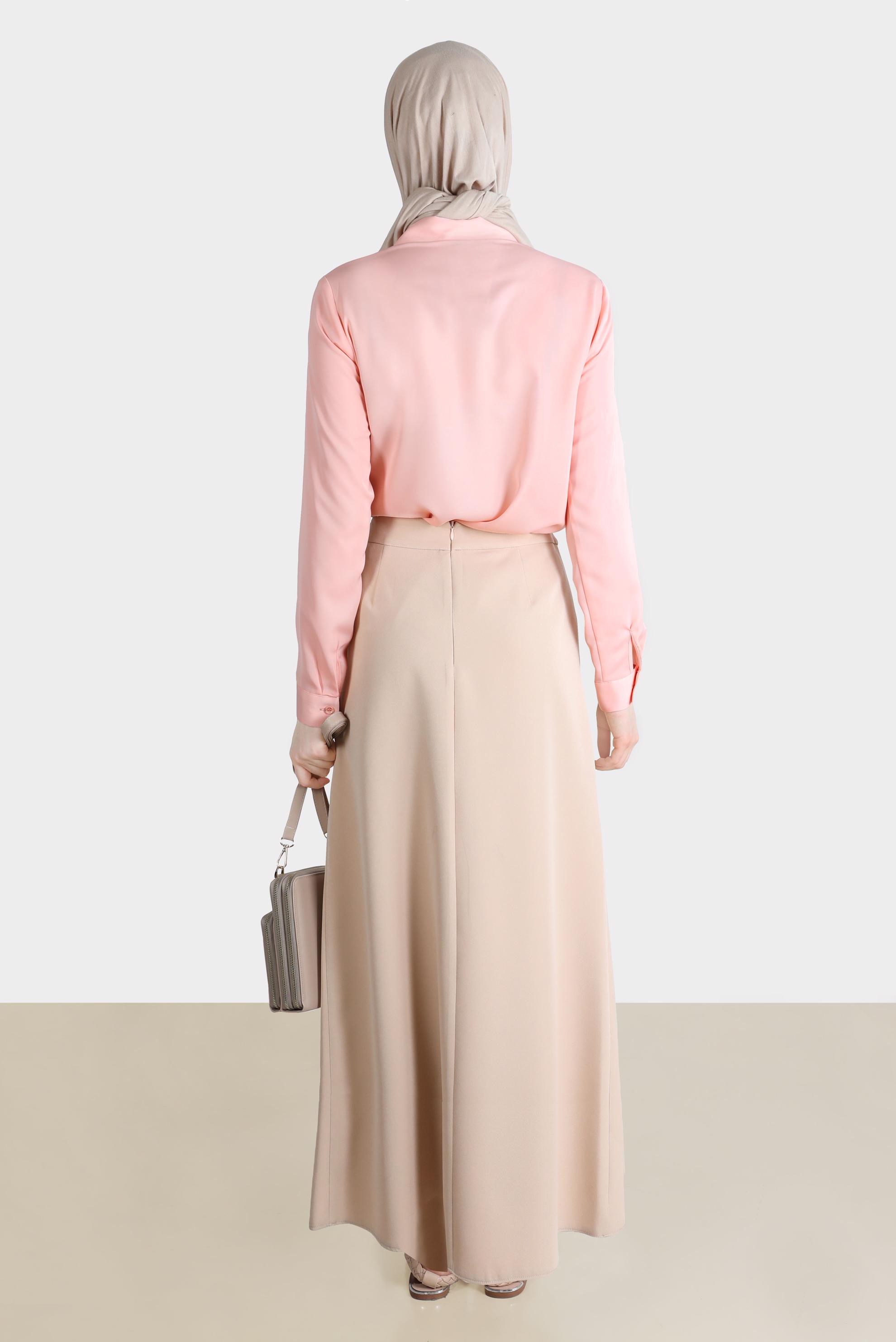 Hijab clothing BEIGE TIE DETAIL SKIRT 60250 