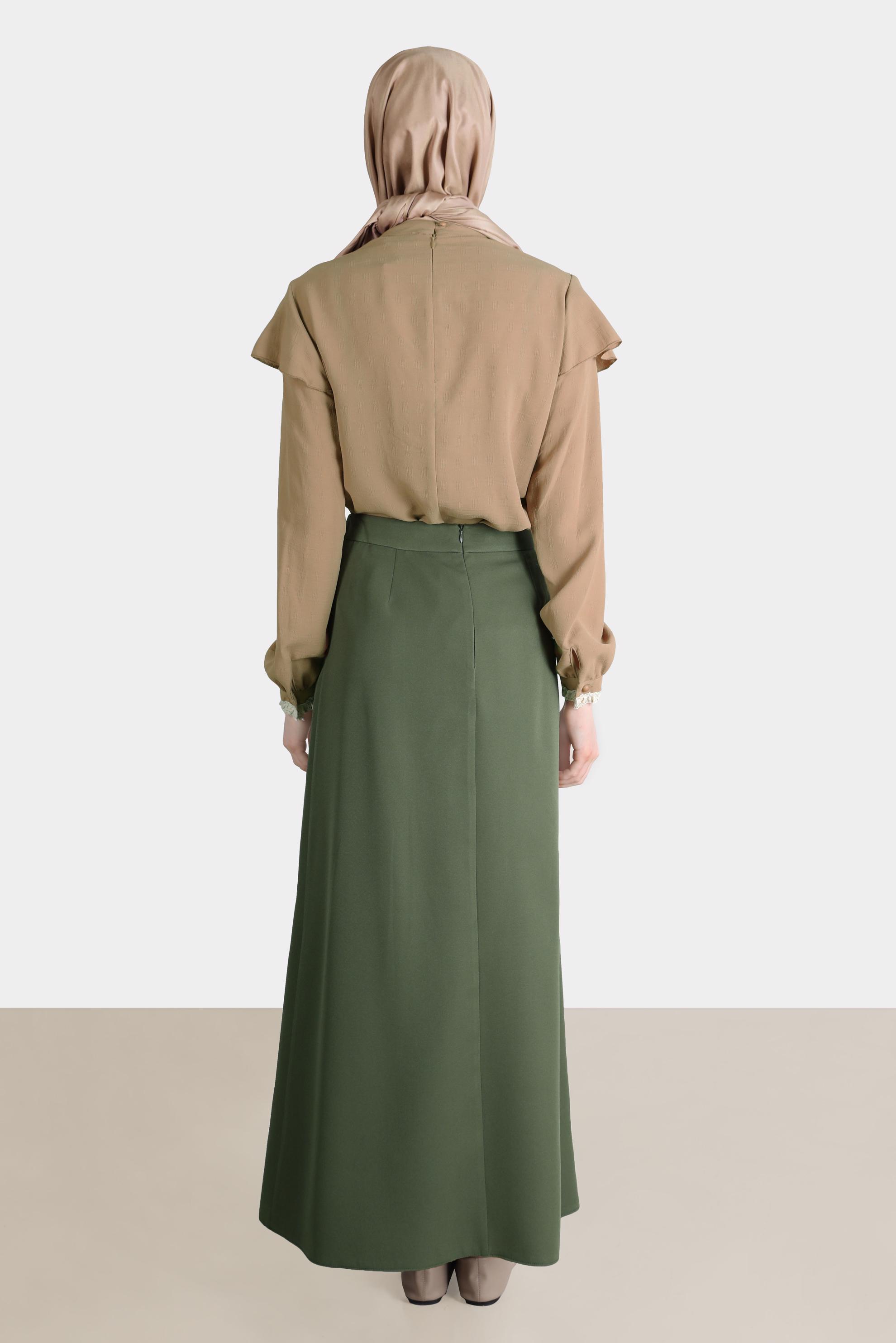 Hijab clothing KHAKI TIE DETAIL SKIRT 60250 