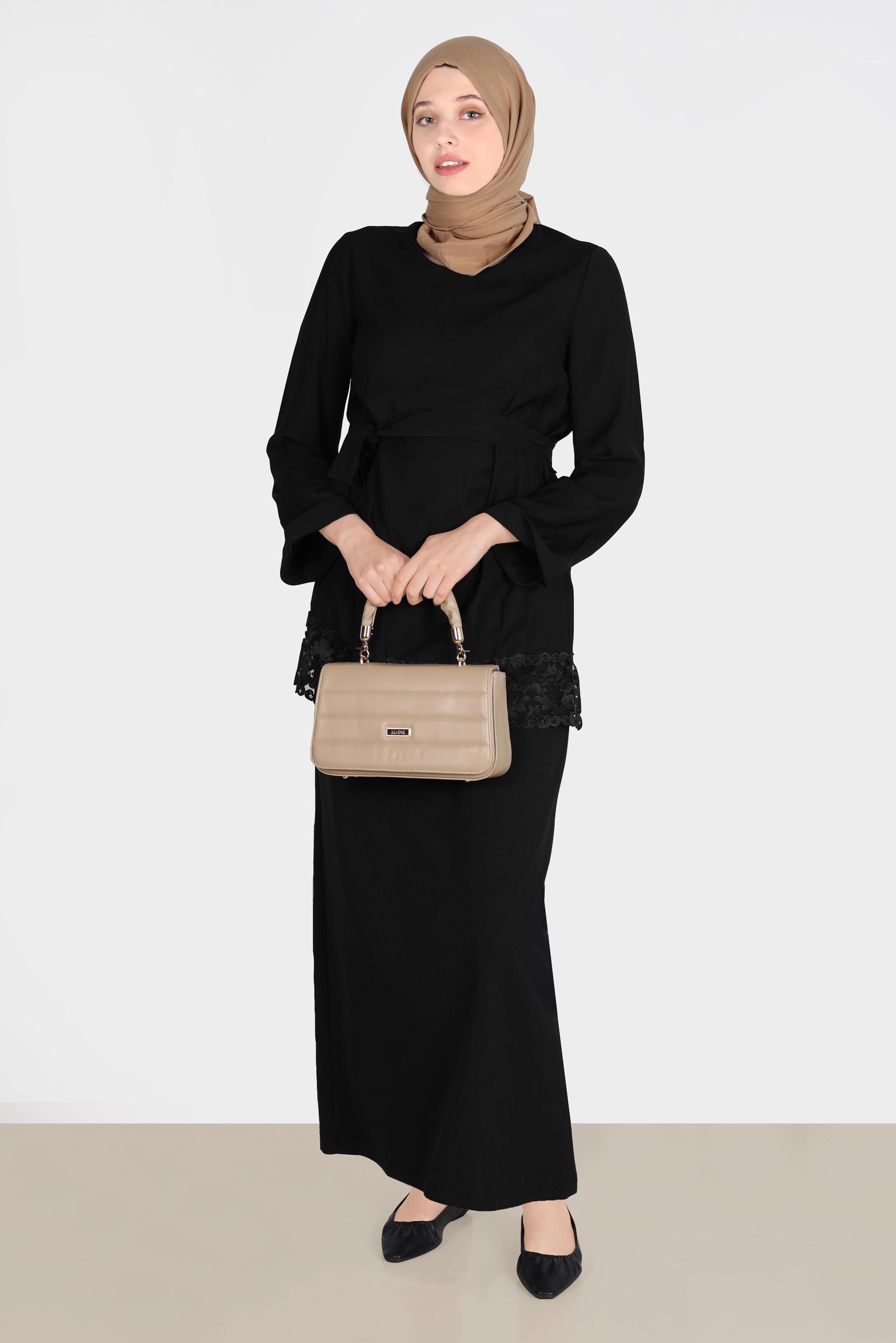 Tesettür giyim SİYAH KLASİK ETEK 60251 