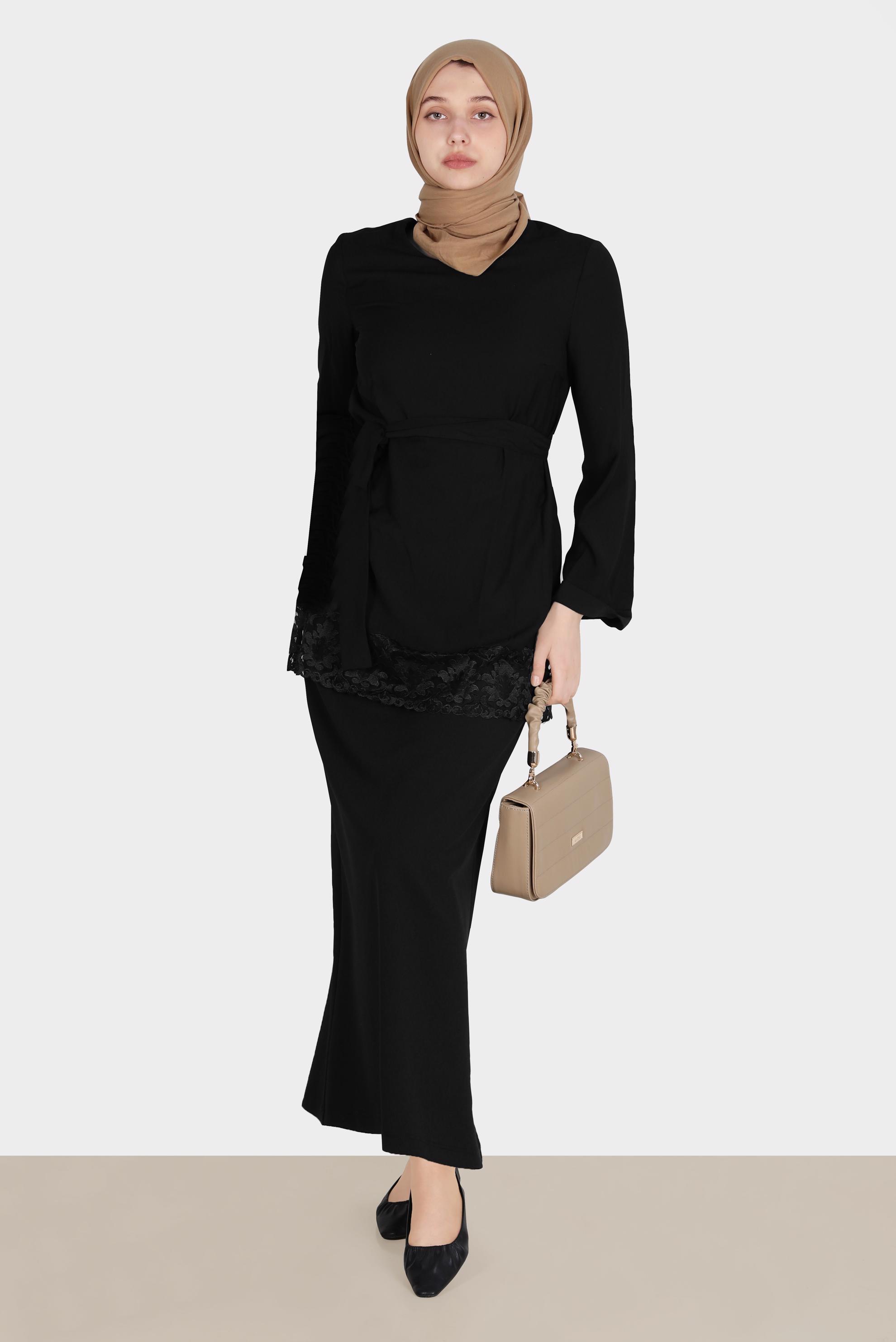 Tesettür giyim SİYAH KLASİK ETEK 60251 