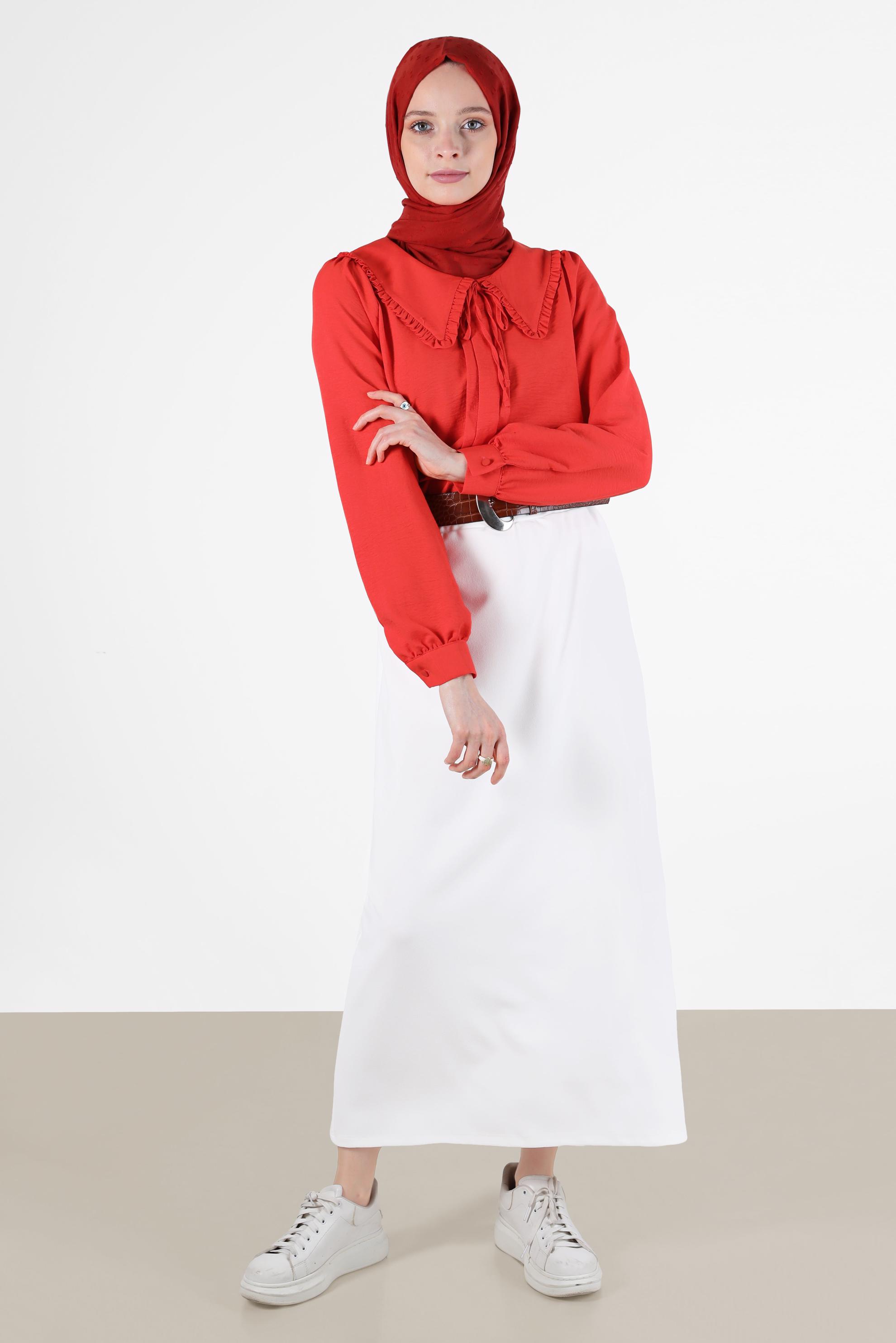 Tesettür giyim BEYAZ KLASİK ETEK 60251 