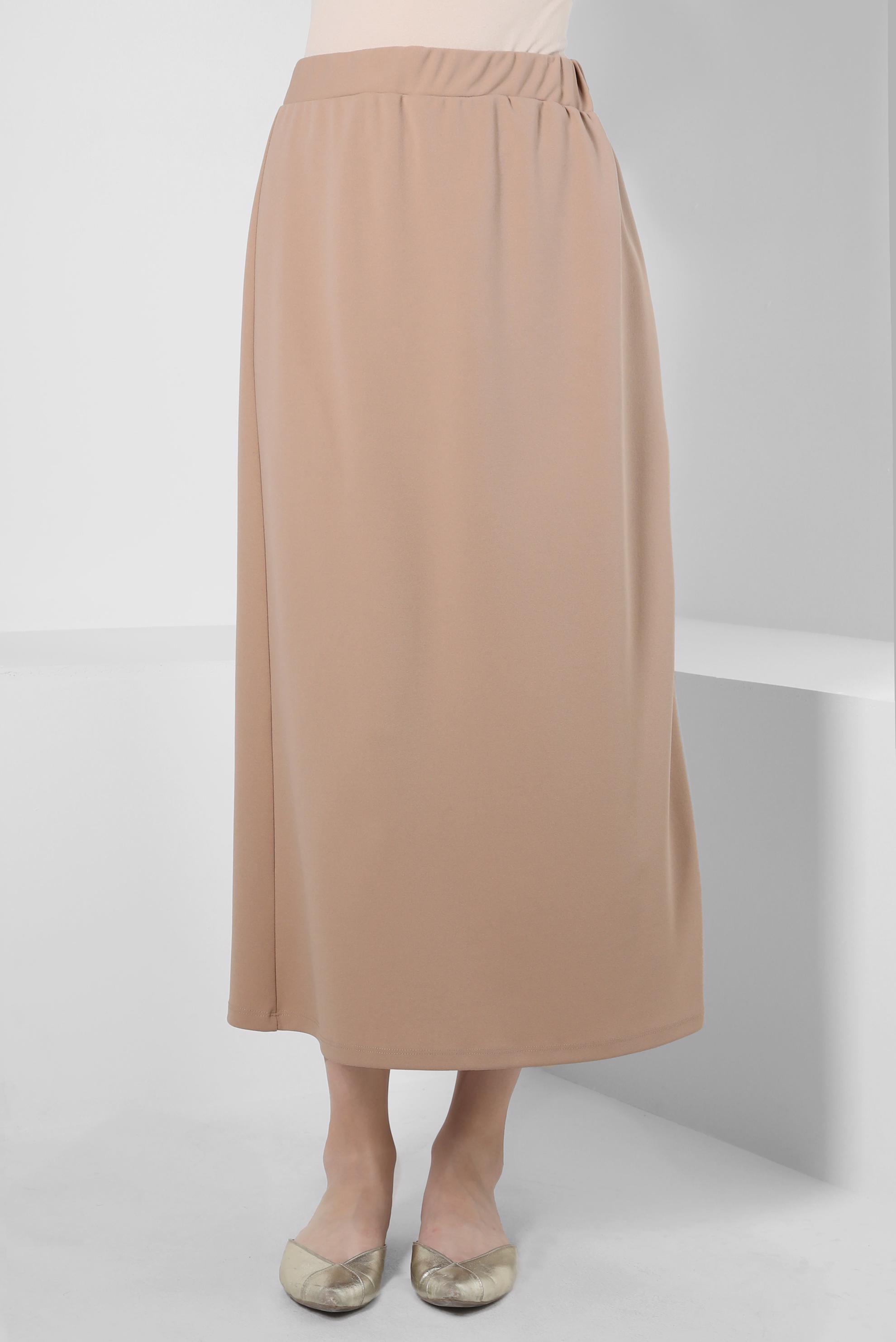 Tesettür giyim BEJ KLASİK ETEK 60251 