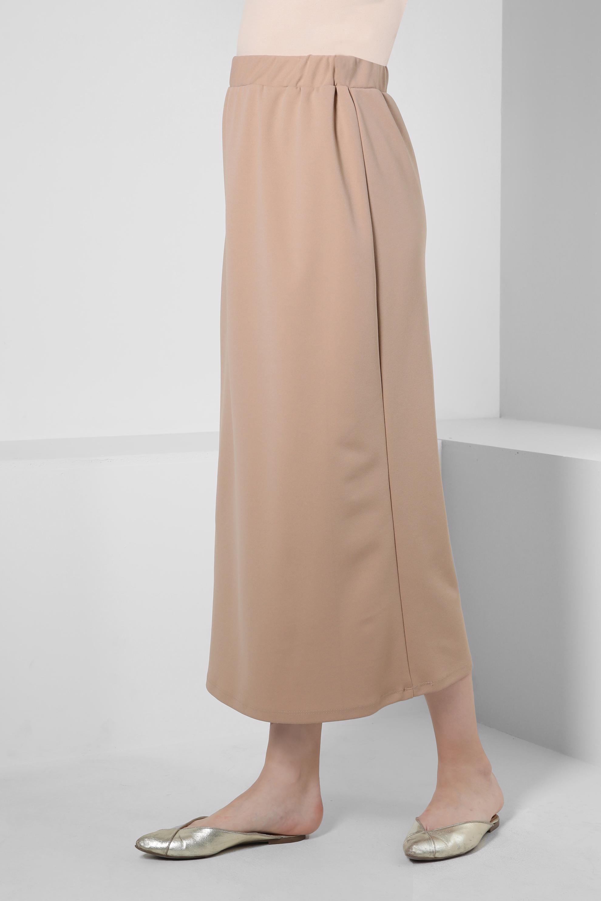 Tesettür giyim BEJ KLASİK ETEK 60251 