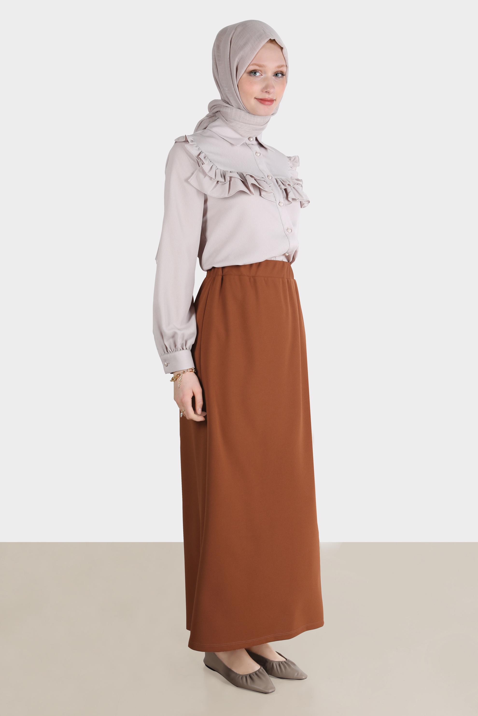 Tesettür giyim TABA KLASİK ETEK 60251 