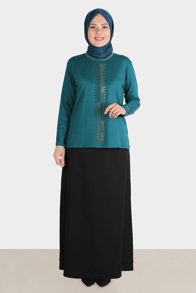 Vêtements hijab NOIR JUPE COUPE DROITE GRANDE TAILLE 60252 - ALVİNA