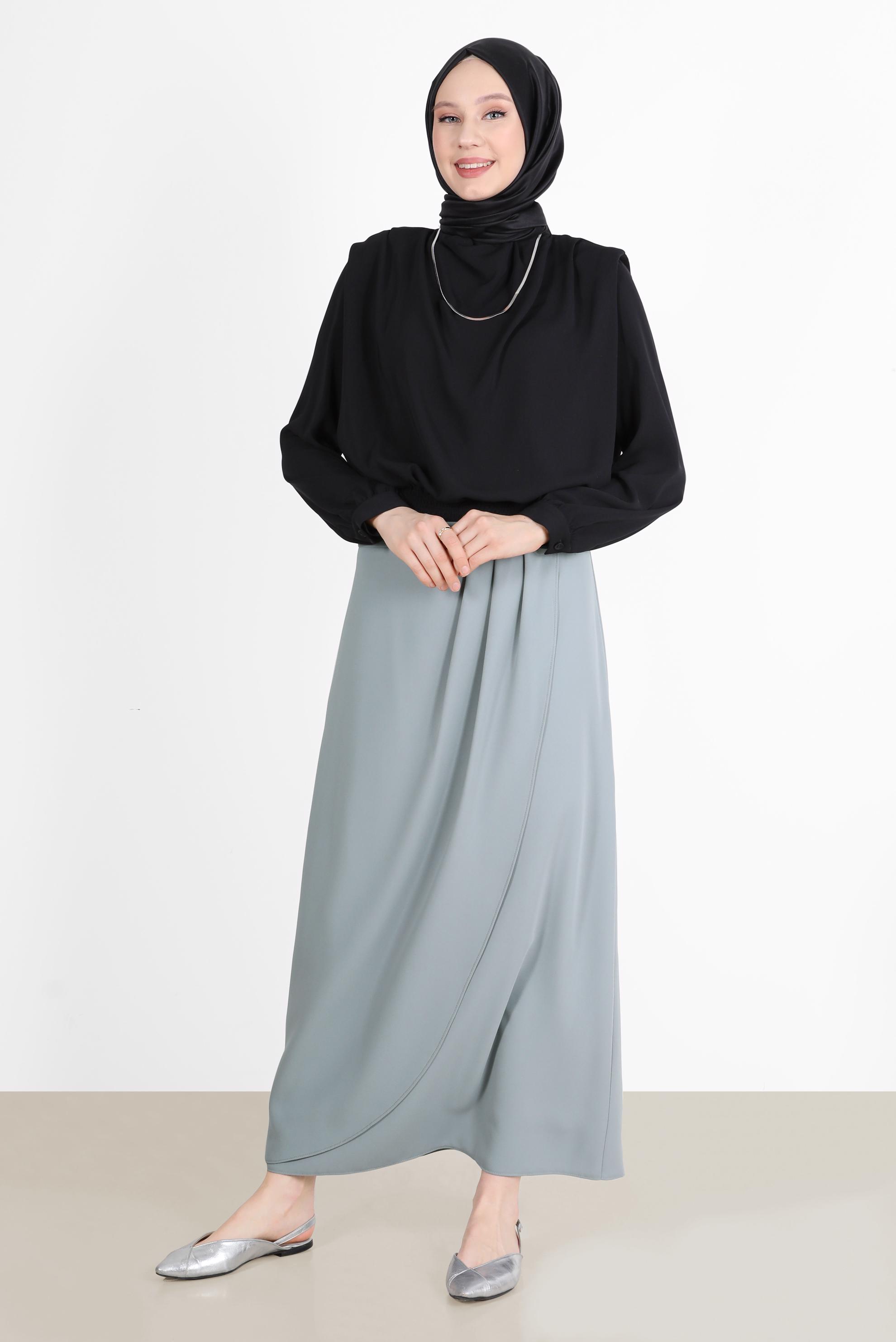 Hijab clothing GREY CHAIN DETAIL ENVELOPE SKIRT 60253 