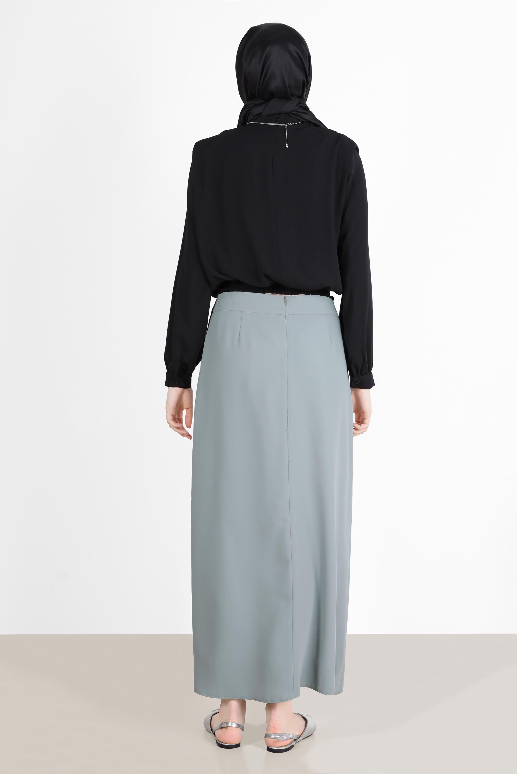 Hijab clothing GREY CHAIN DETAIL ENVELOPE SKIRT 60253 