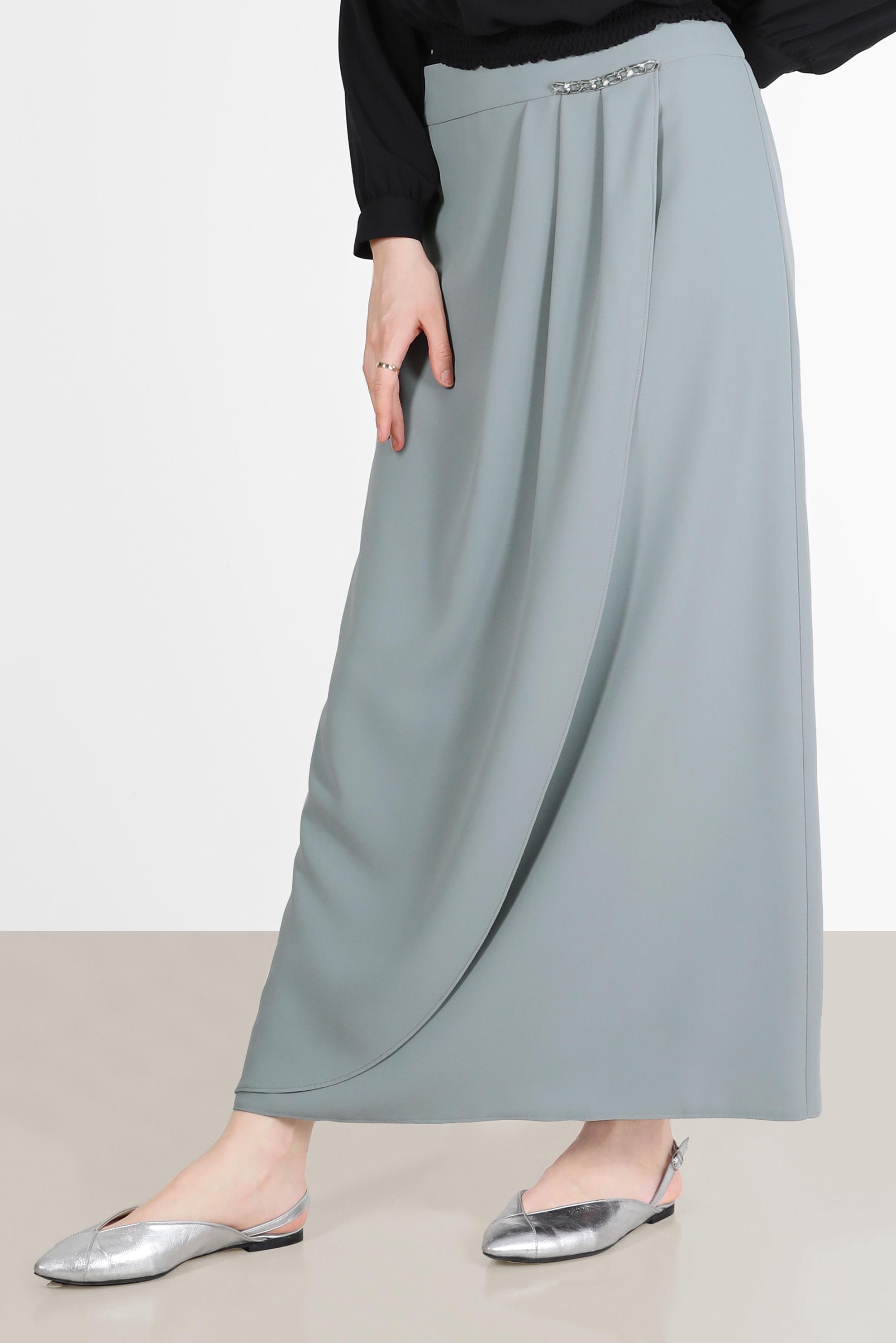 Hijab clothing GREY CHAIN DETAIL ENVELOPE SKIRT 60253 