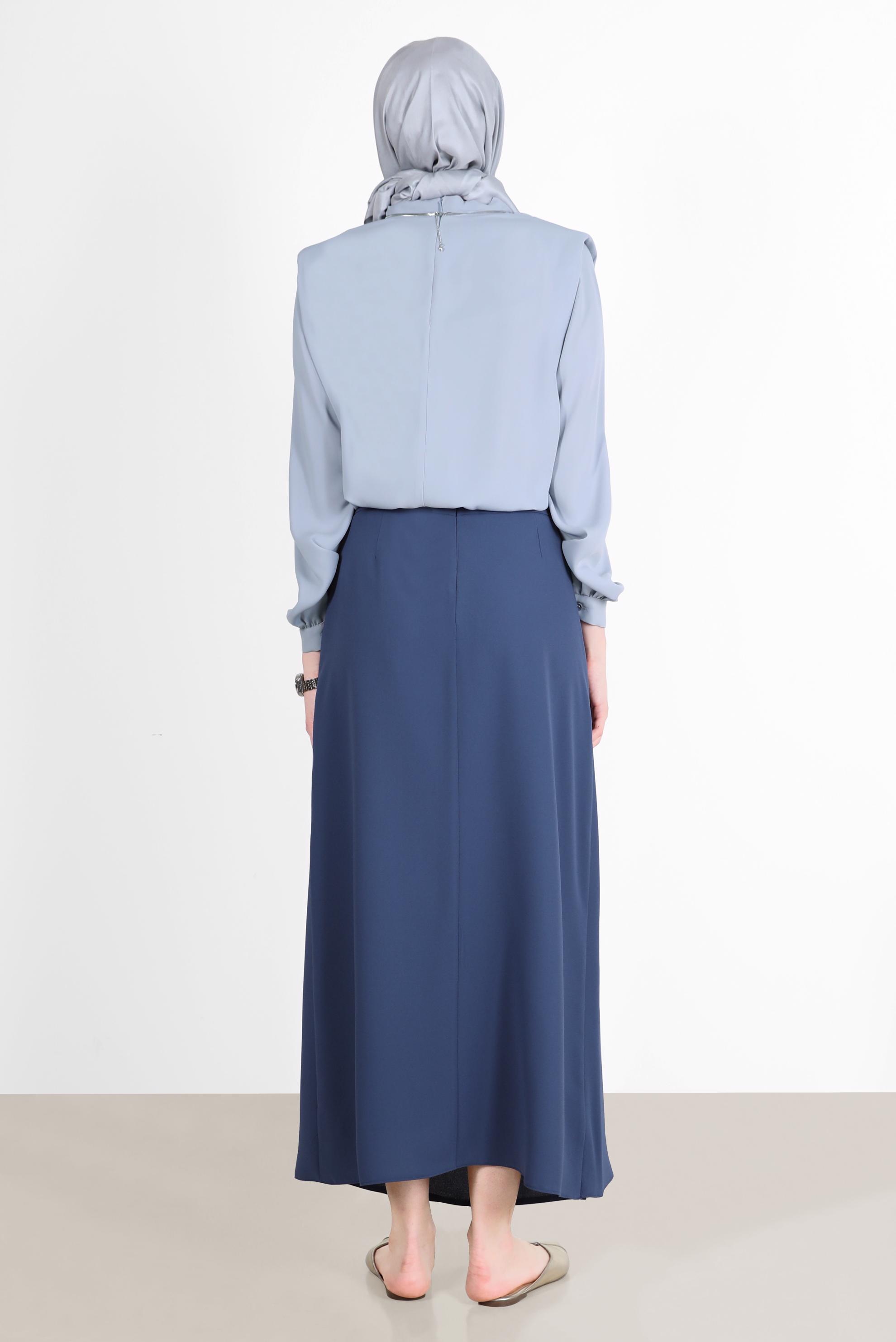 Hijab clothing NAVY BLUE CHAIN DETAIL ENVELOPE SKIRT 60253 