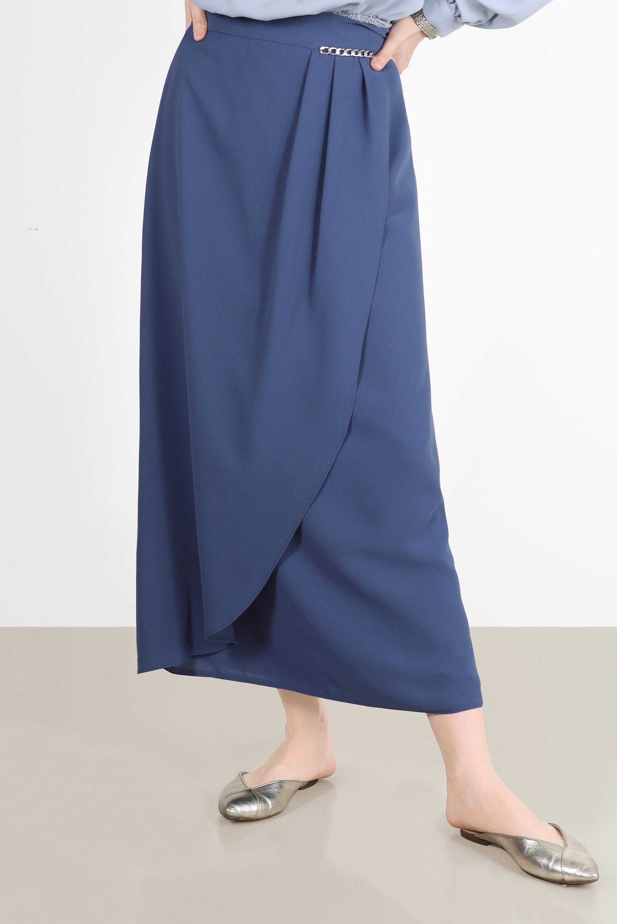 Hijab clothing NAVY BLUE CHAIN DETAIL ENVELOPE SKIRT 60253 