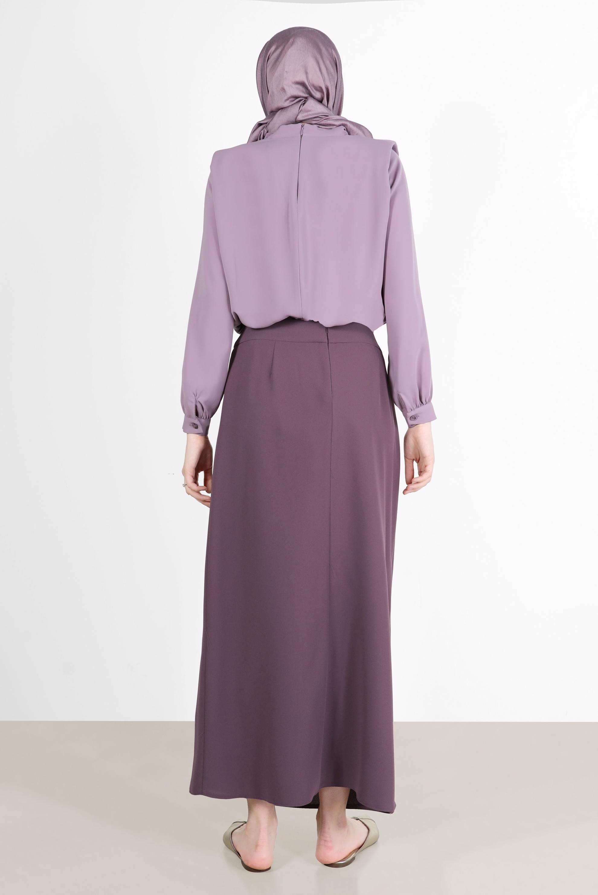 Tesettür giyim MOR ZİNCİR DETAYLI ANVELOP ETEK 60253 